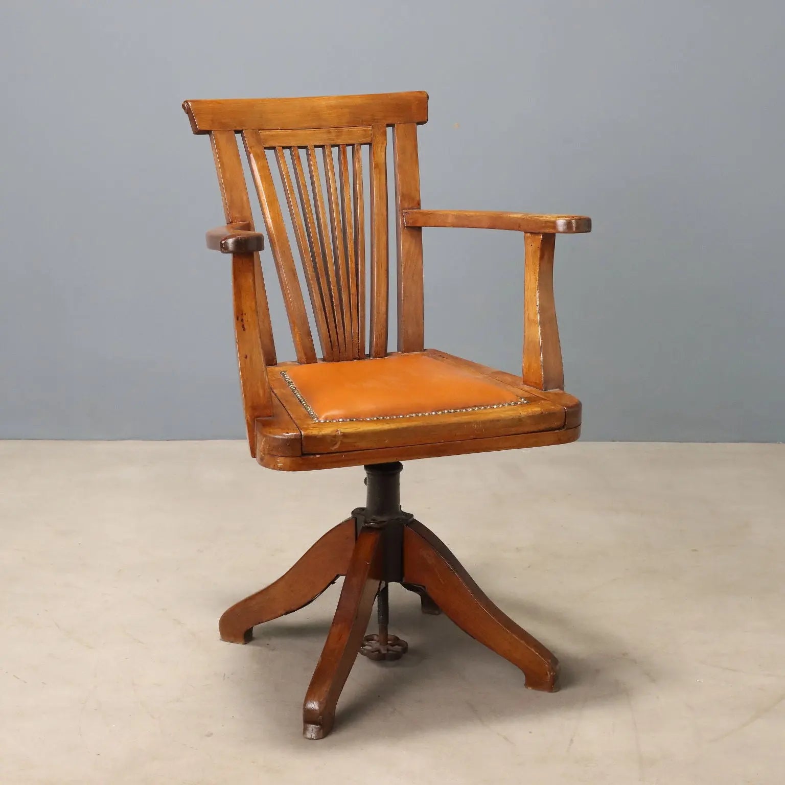 Walnut Swivel Armchair, 19th Century Italy