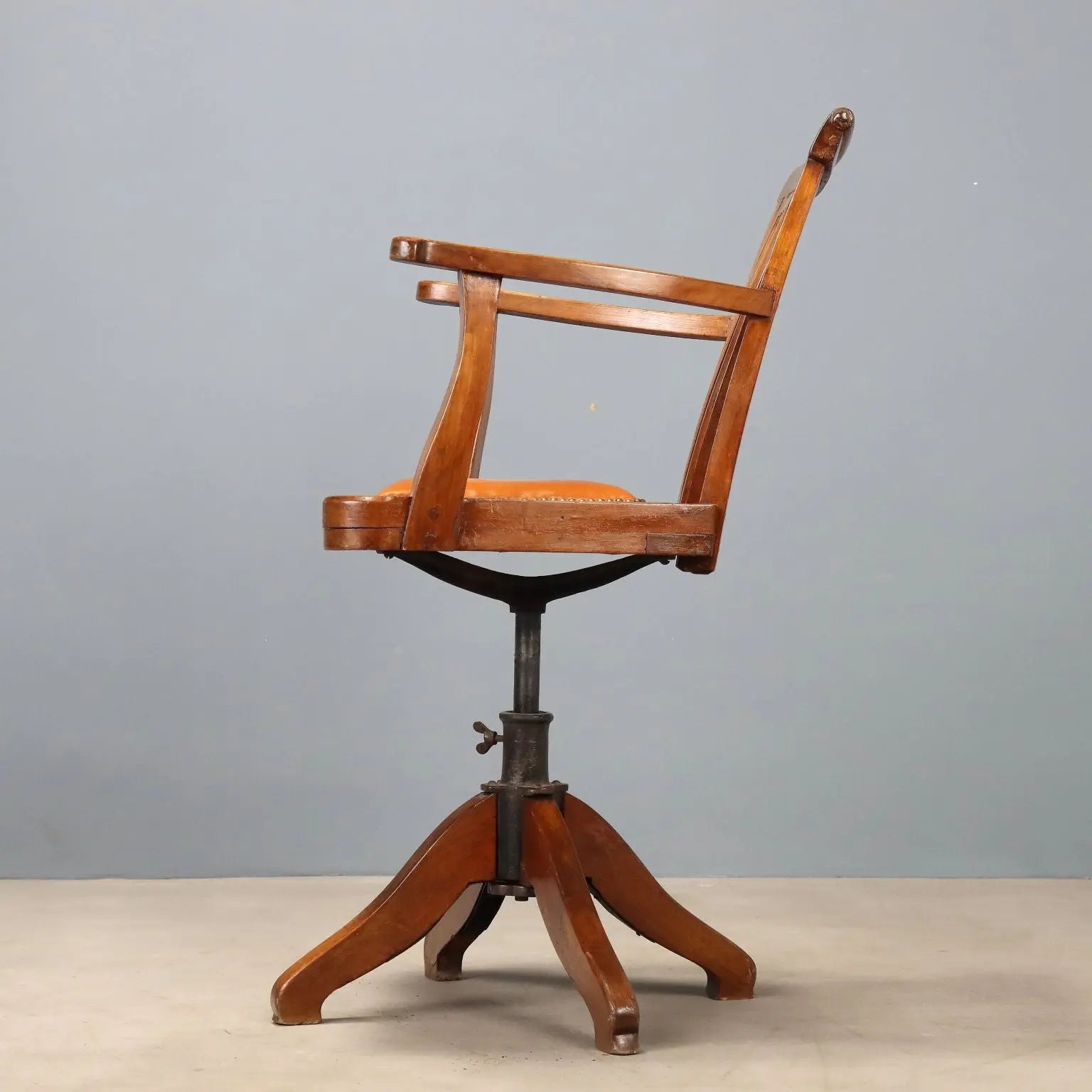 Walnut Swivel Armchair, 19th Century Italy