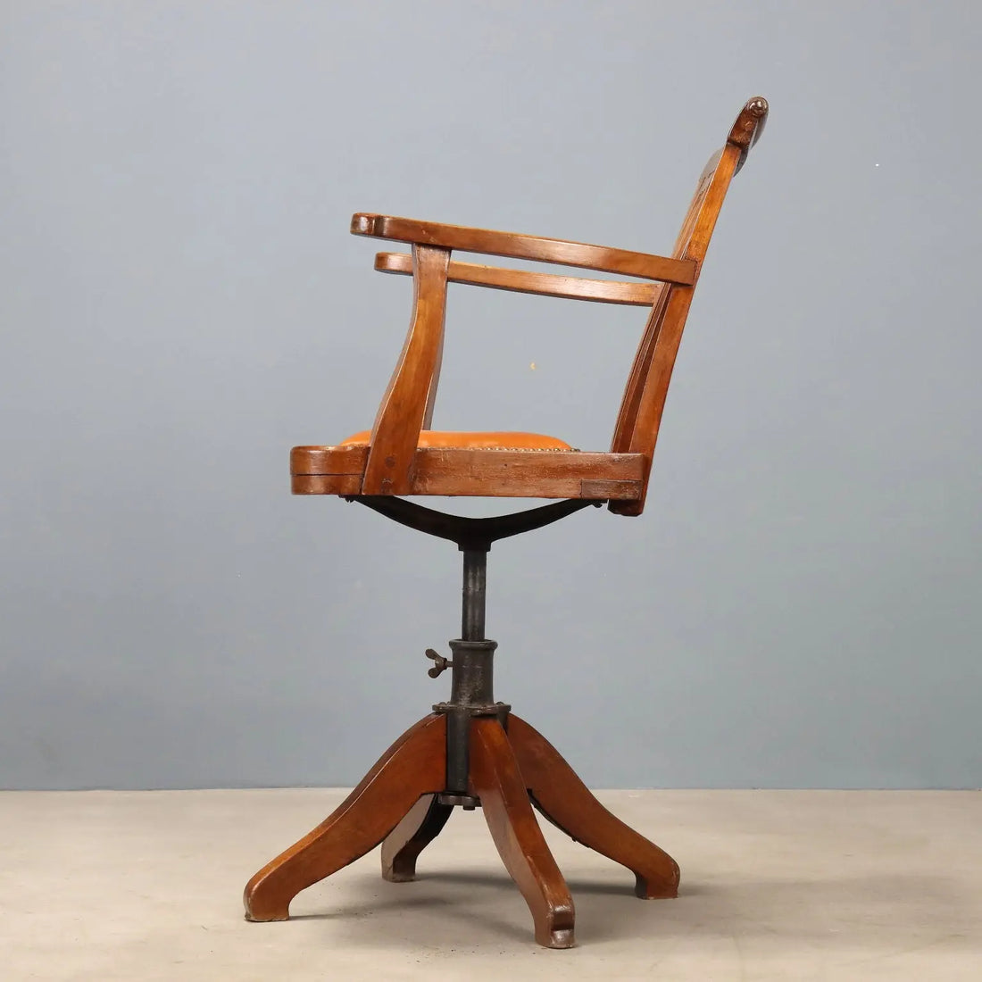 Walnut Swivel Armchair, 19th Century Italy