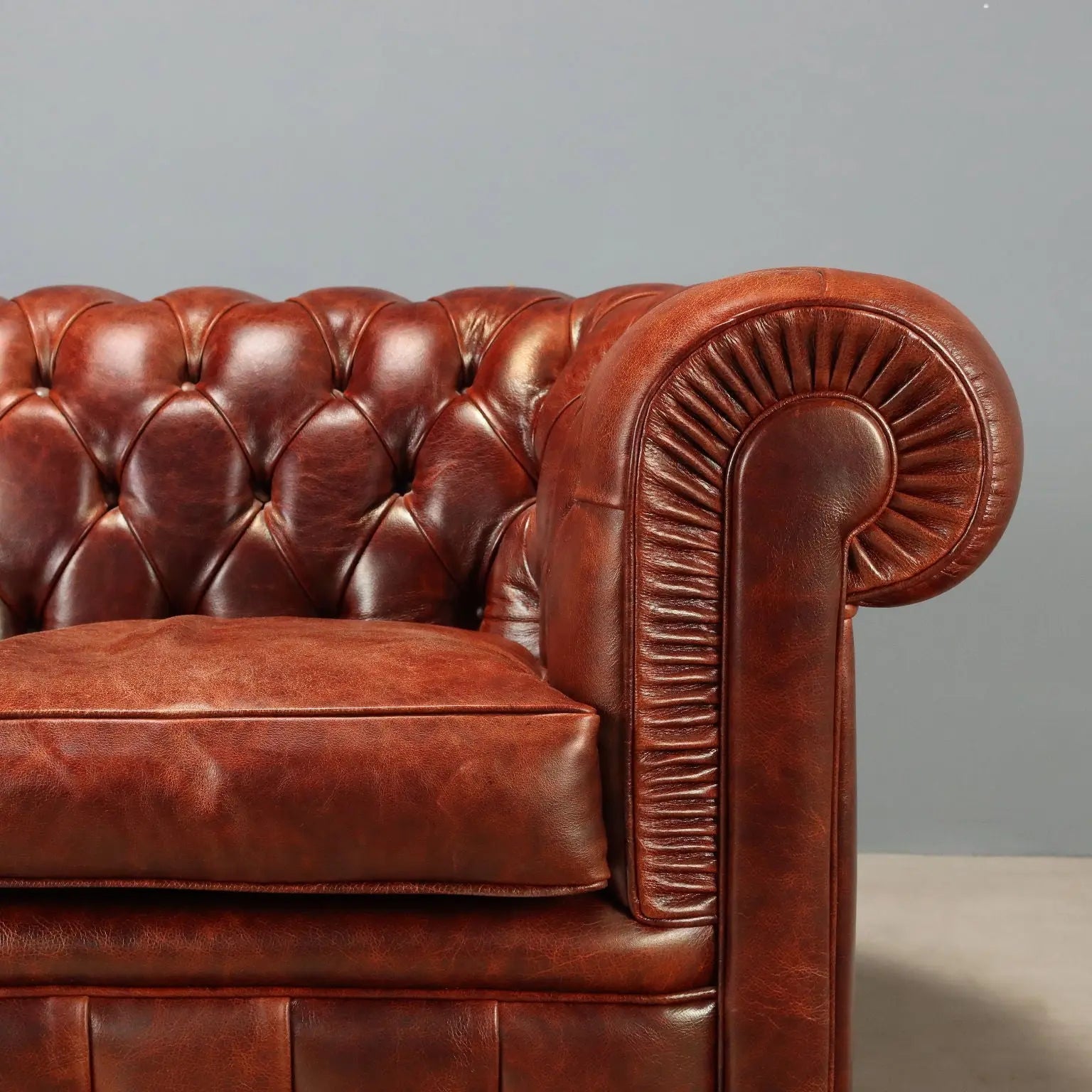 Tobacco Leather Chesterfield Sofa