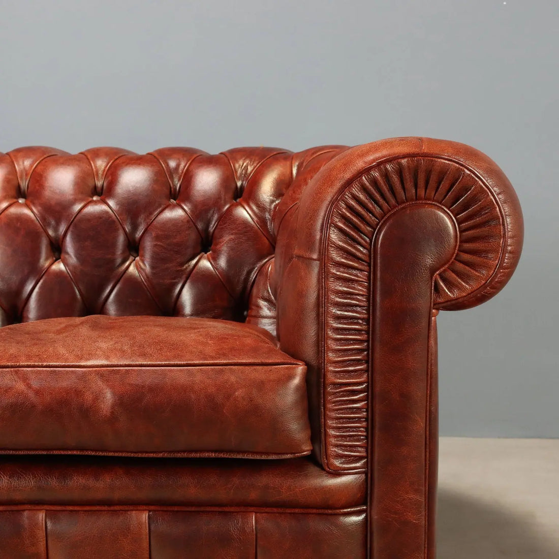 Tobacco Leather Chesterfield Sofa