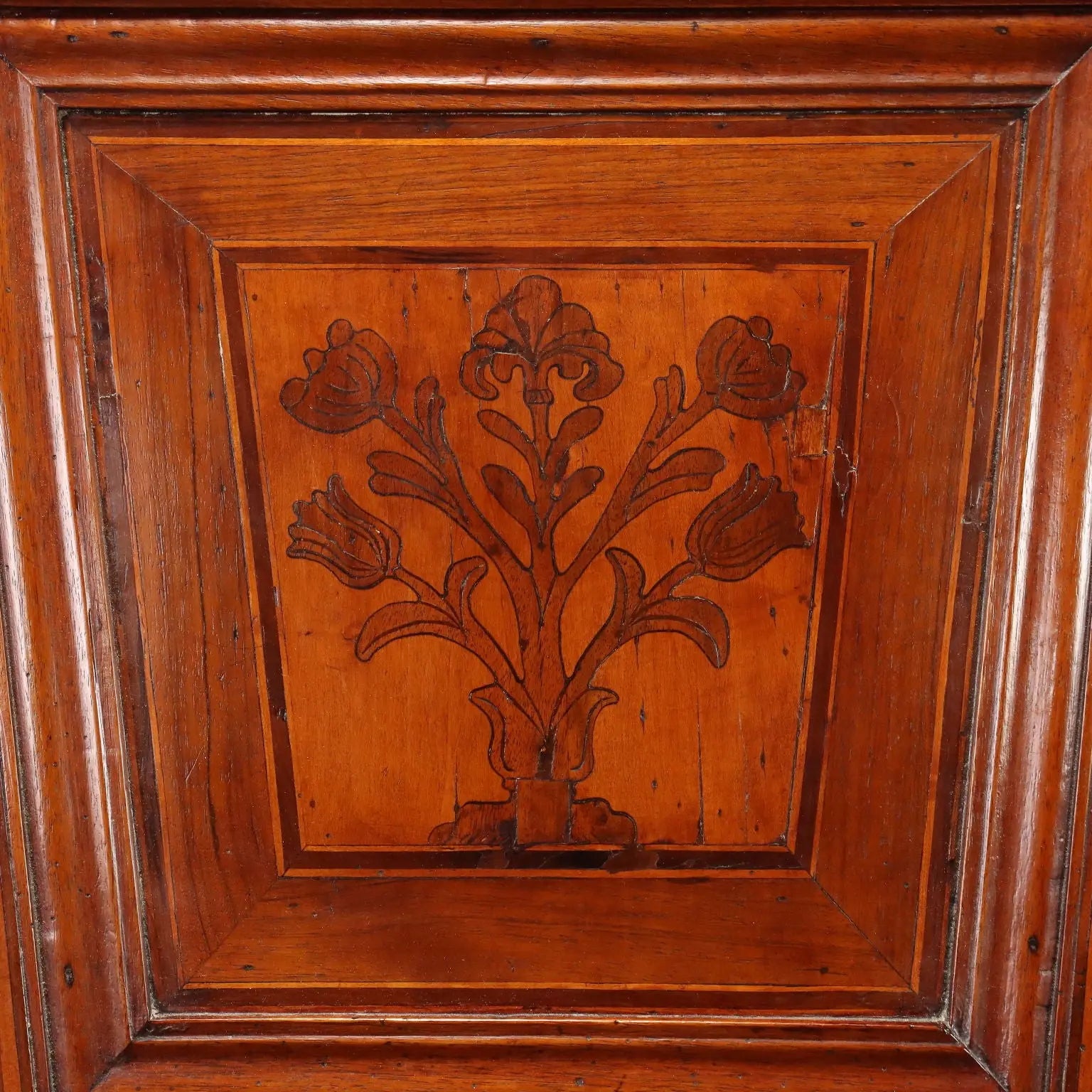 Baroque Walnut Chair with Floral Inlays