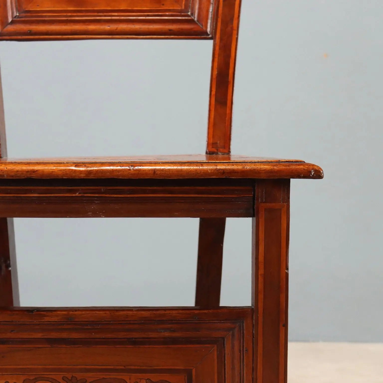 Baroque Walnut Chair with Floral Inlays