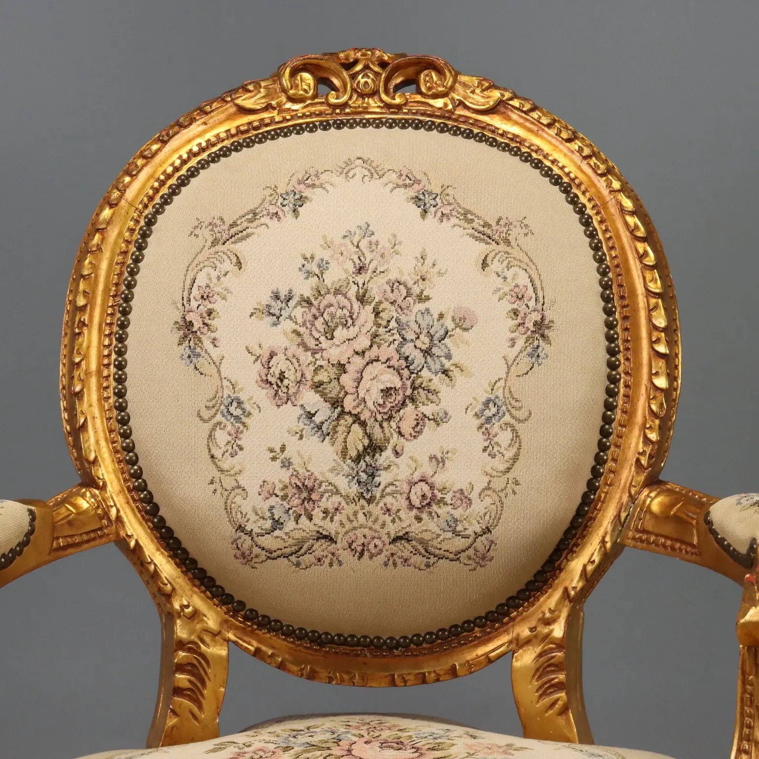 Pair of Gilt Neoclassical Armchairs, Italy 1900s