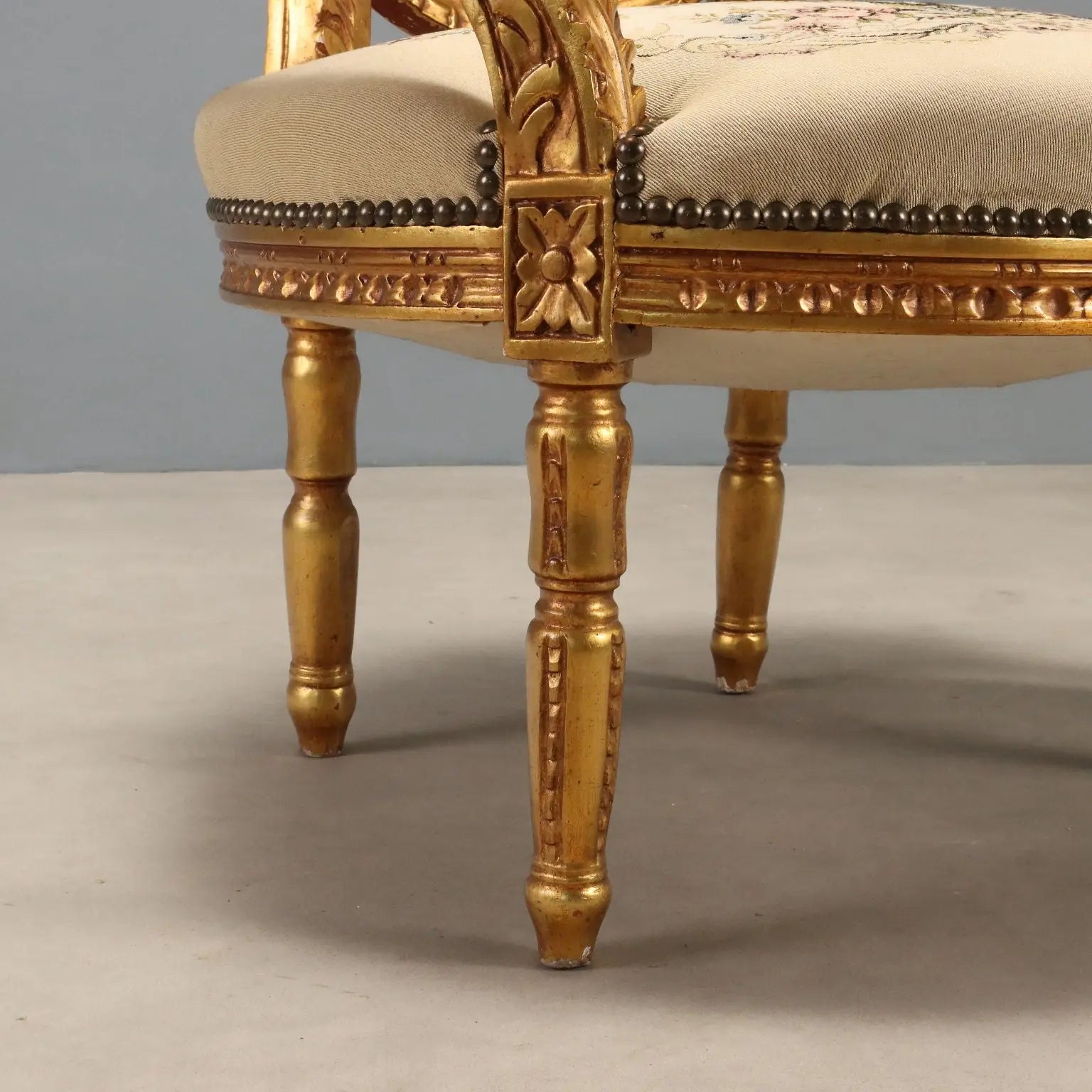 Pair of Gilt Neoclassical Armchairs, Italy 1900s