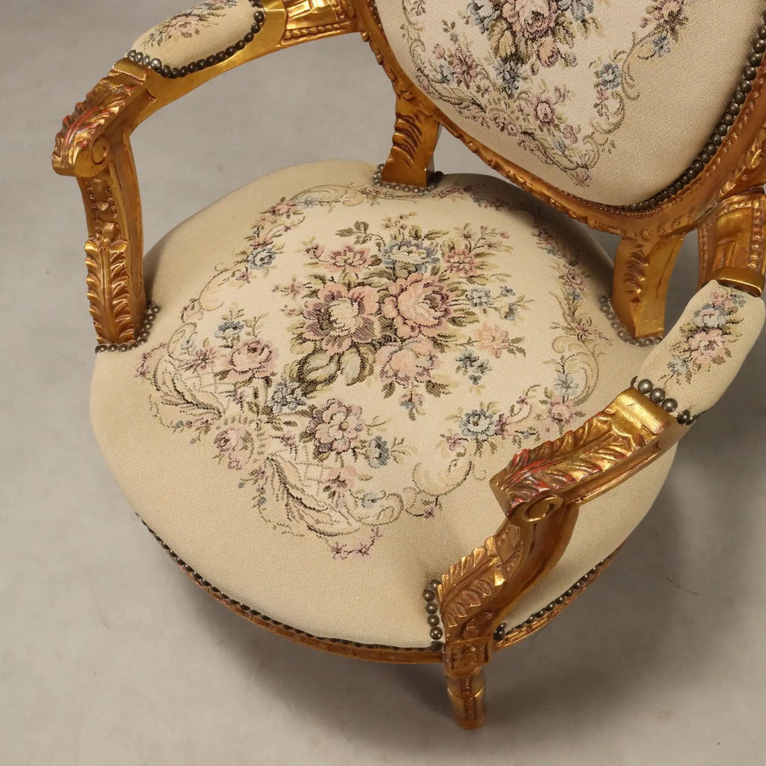 Pair of Gilt Neoclassical Armchairs, Italy 1900s