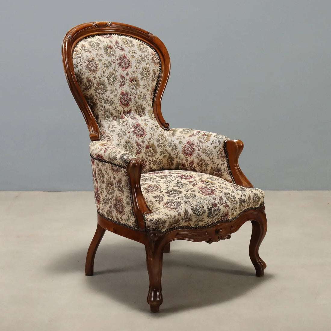 Antique Bergère Armchair Louis Philippe Walnut Italy XIX Century