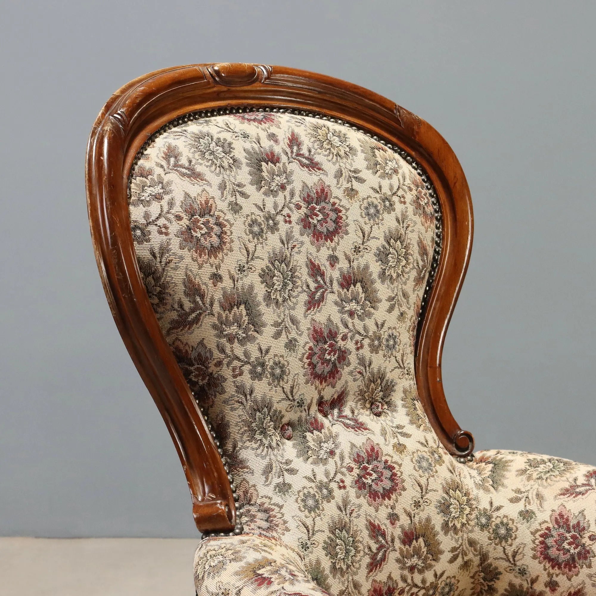 Antique Bergère Armchair Louis Philippe Walnut Italy XIX Century