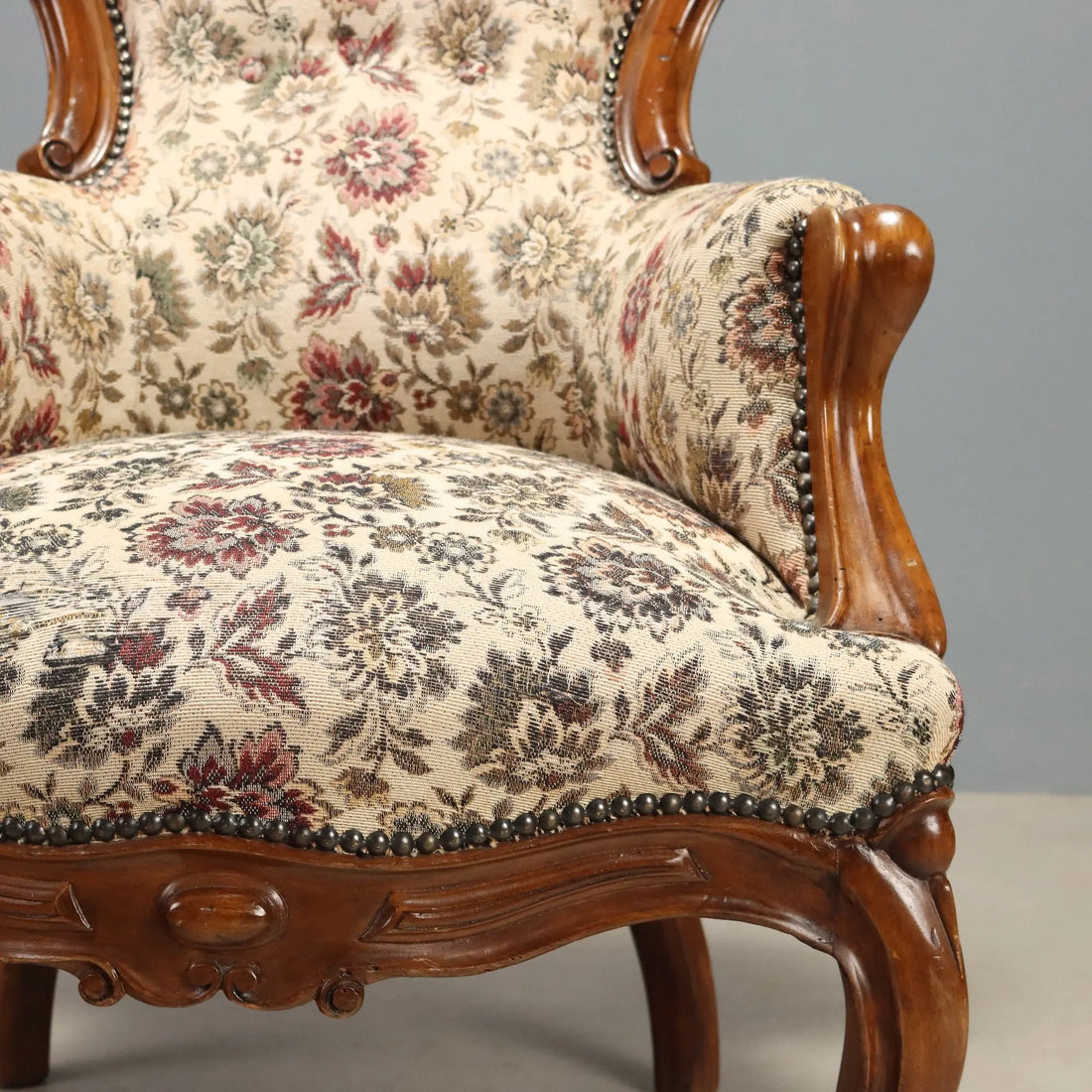 Antique Bergère Armchair Louis Philippe Walnut Italy XIX Century