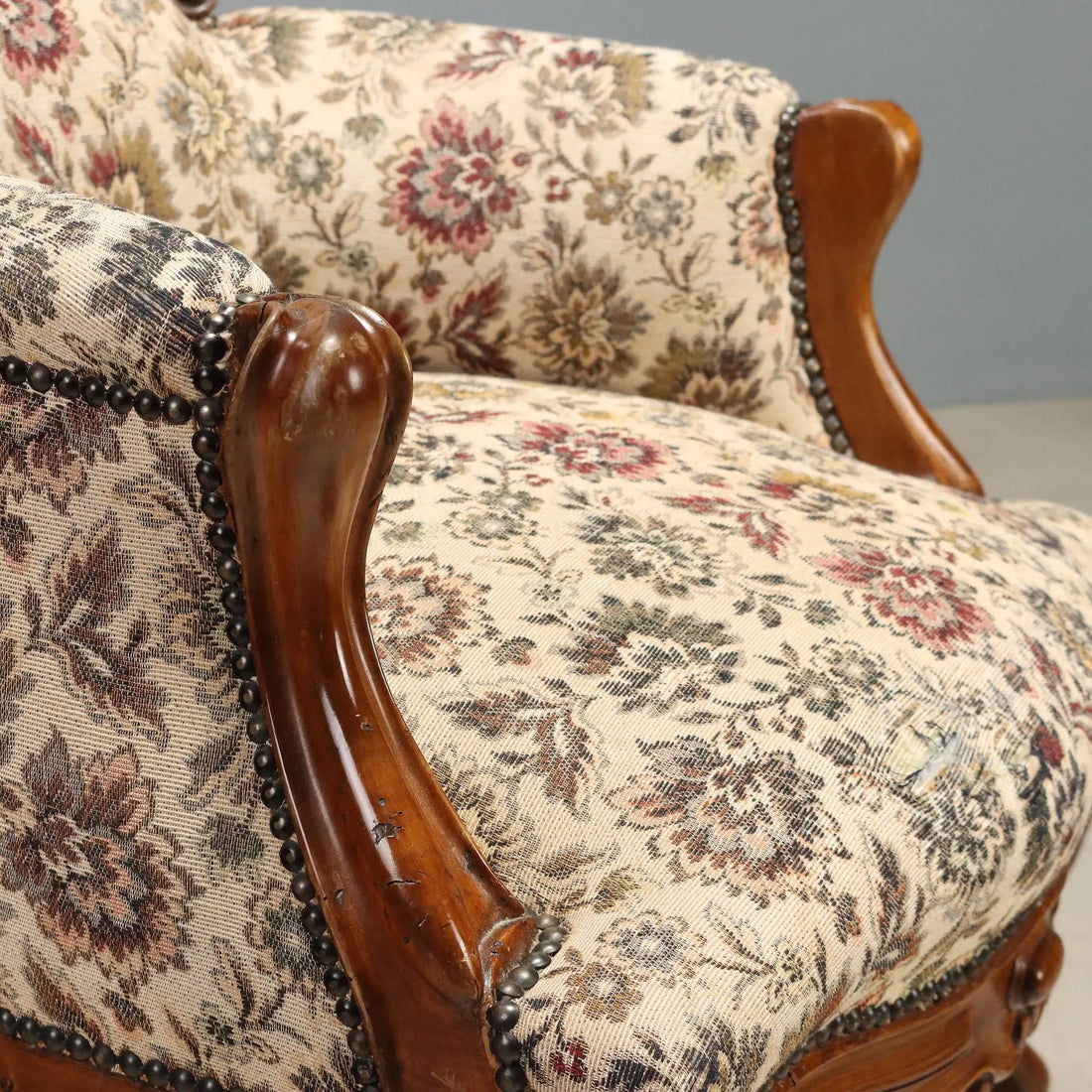 Antique Bergère Armchair Louis Philippe Walnut Italy XIX Century