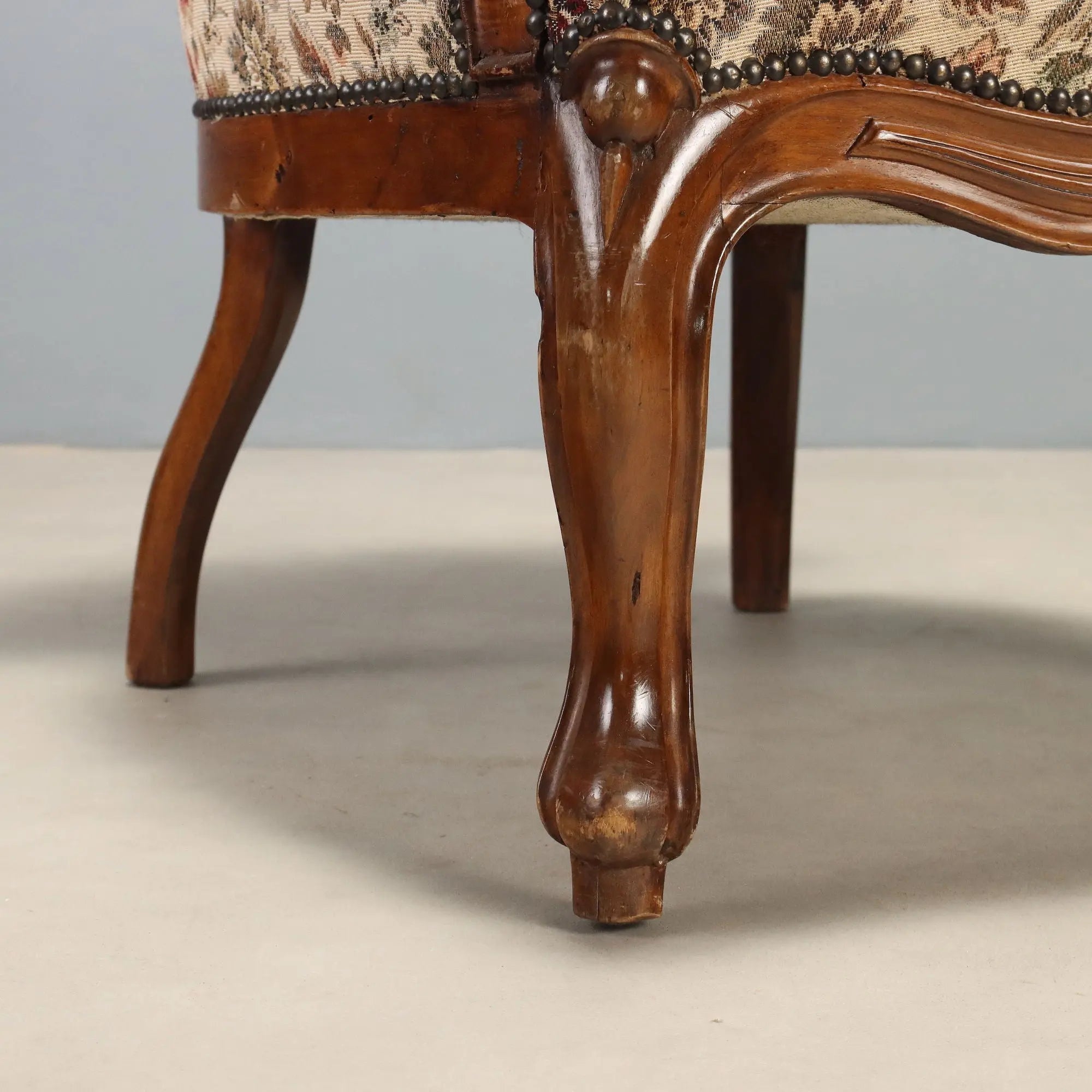 Antique Bergère Armchair Louis Philippe Walnut Italy XIX Century