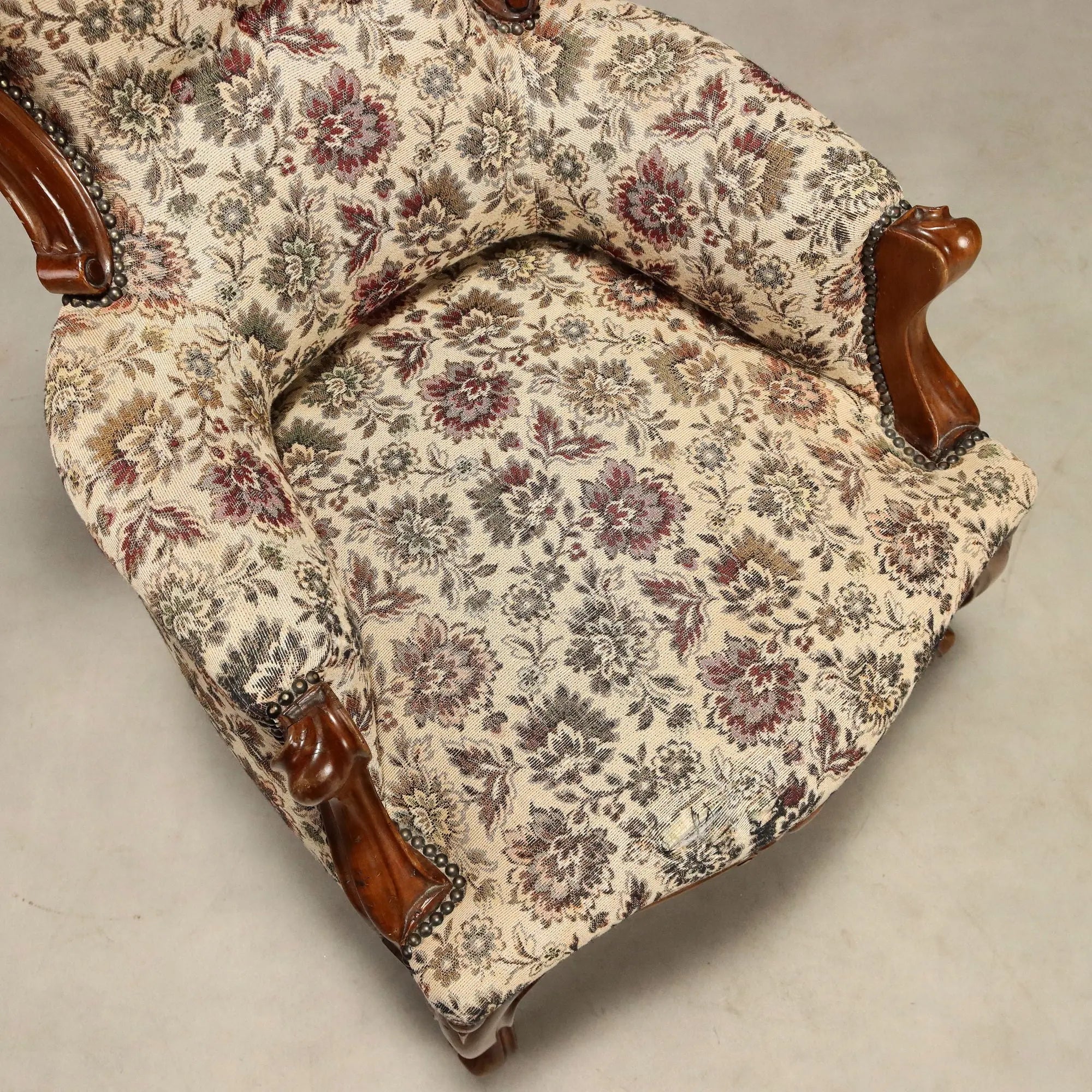 Antique Bergère Armchair Louis Philippe Walnut Italy XIX Century
