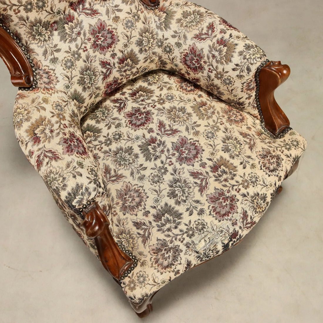 Antique Bergère Armchair Louis Philippe Walnut Italy XIX Century