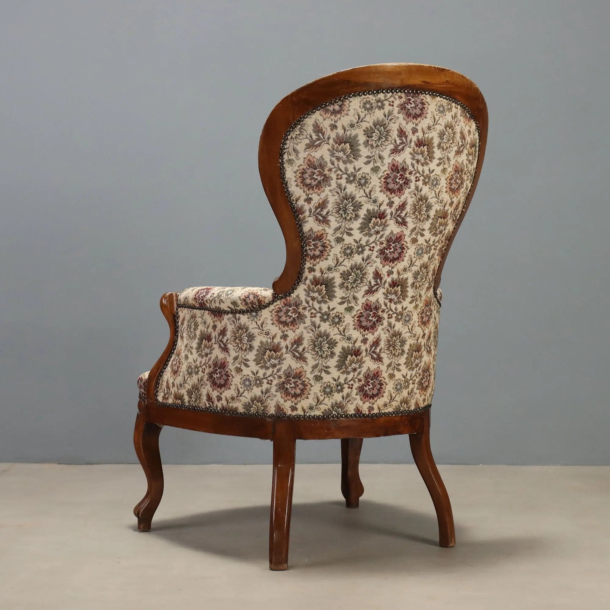 Antique Bergère Armchair Louis Philippe Walnut Italy XIX Century