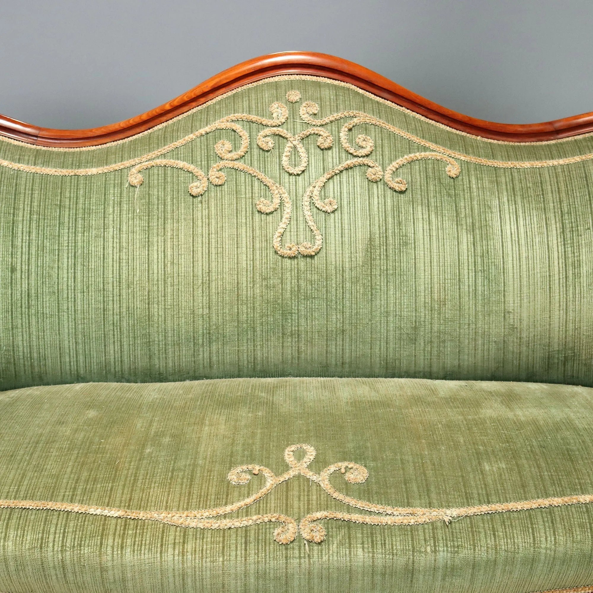 Antique Sofa Louis Philippe Mahogany Velvet Italy XIX Century