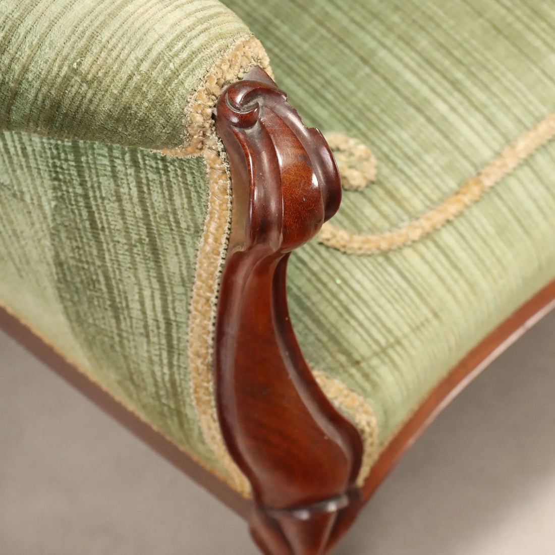 Antique Sofa Louis Philippe Mahogany Velvet Italy XIX Century