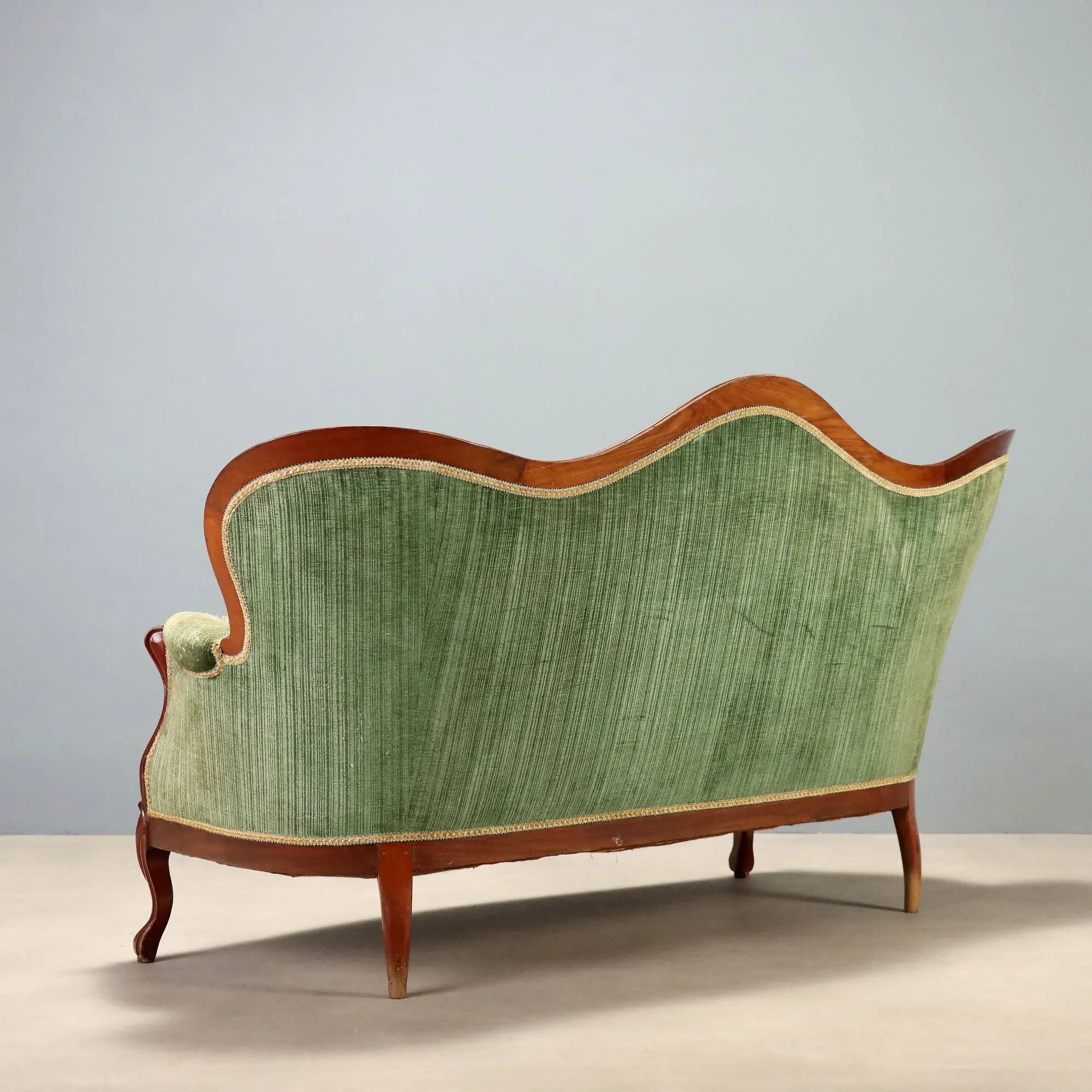 Antique Sofa Louis Philippe Mahogany Velvet Italy XIX Century