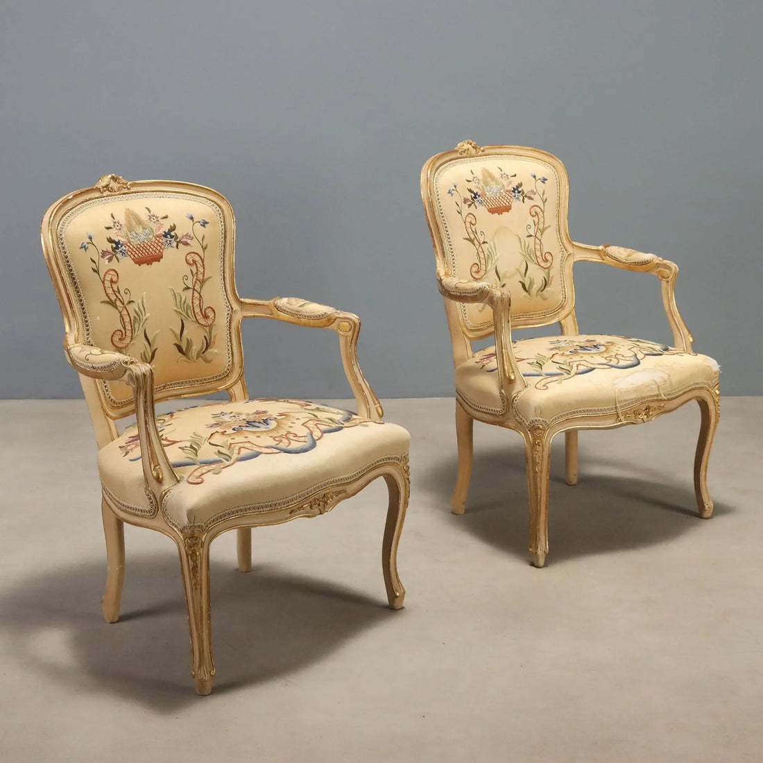 Antique Amrchairs Baroque Style Carved Wood Italy XIX Century