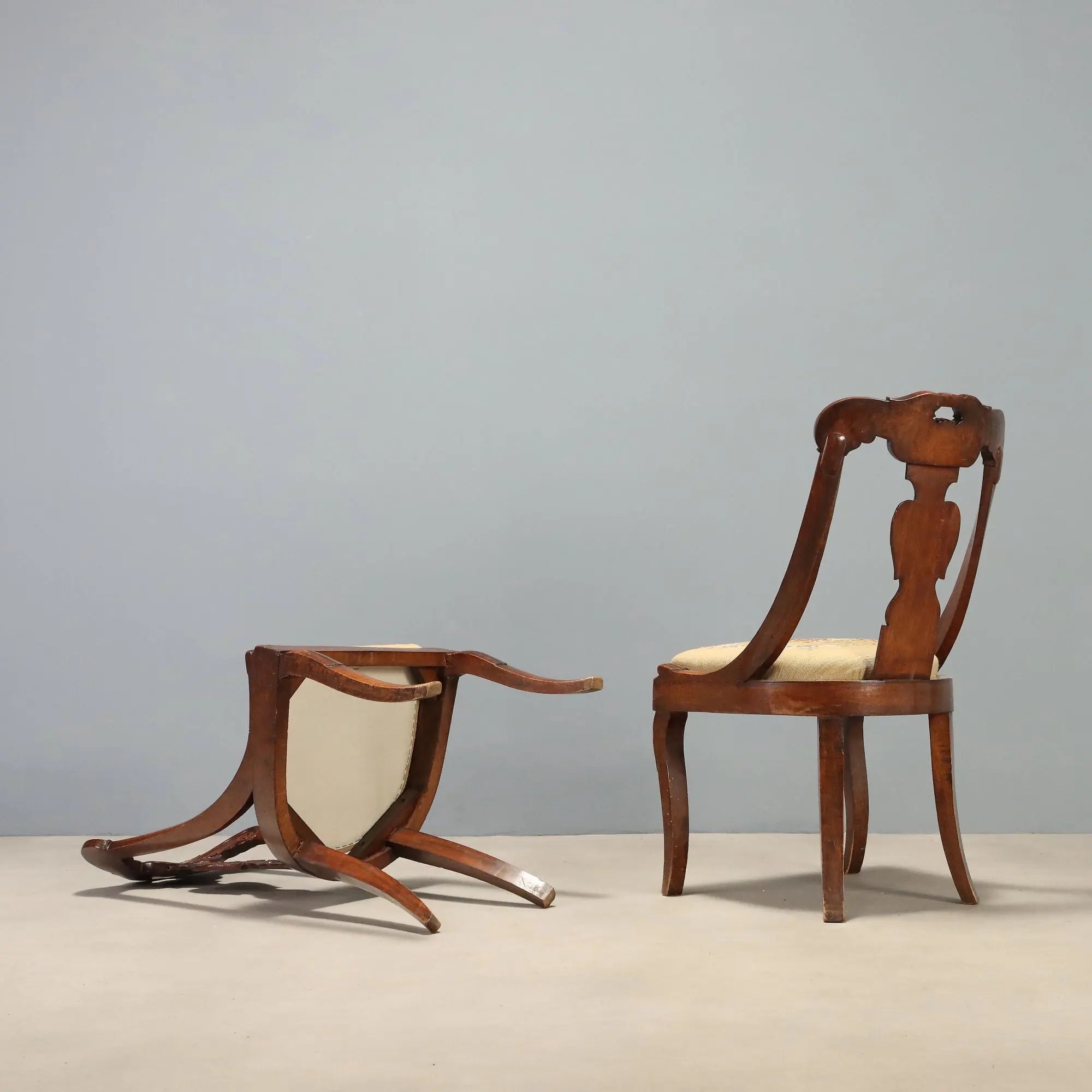 Antique Chairs Carved Walnut Italy XIX Century