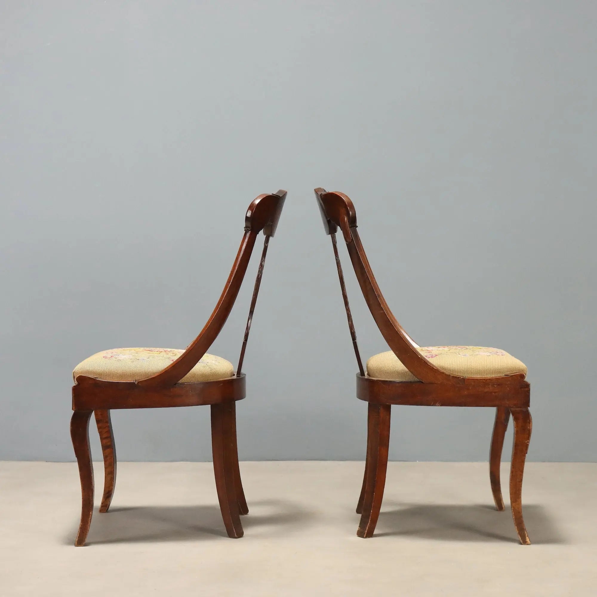 Antique Chairs Carved Walnut Italy XIX Century