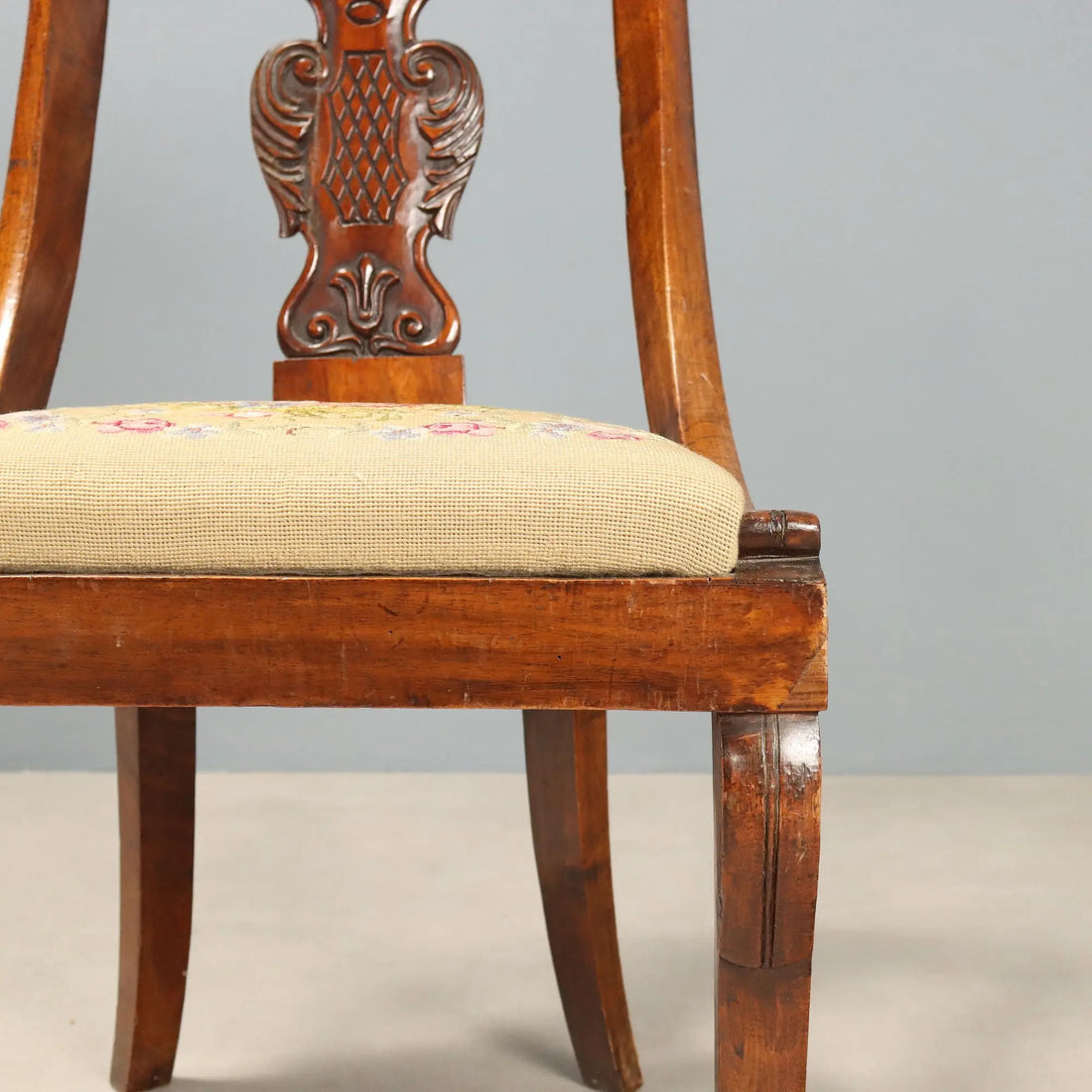 Antique Chairs Carved Walnut Italy XIX Century