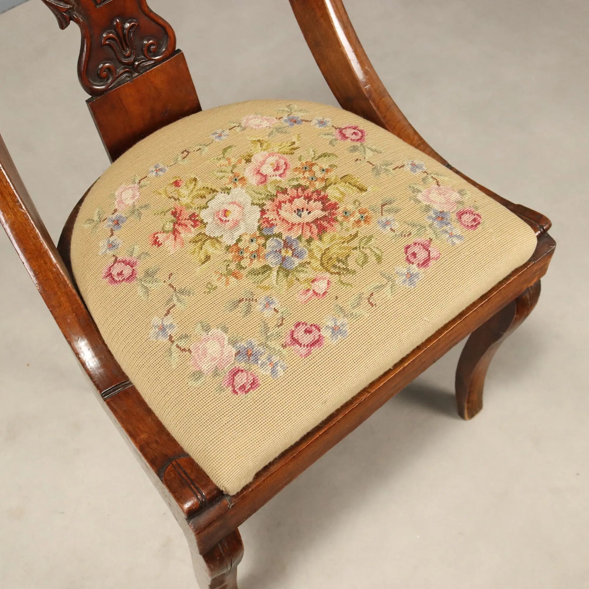 Antique Chairs Carved Walnut Italy XIX Century