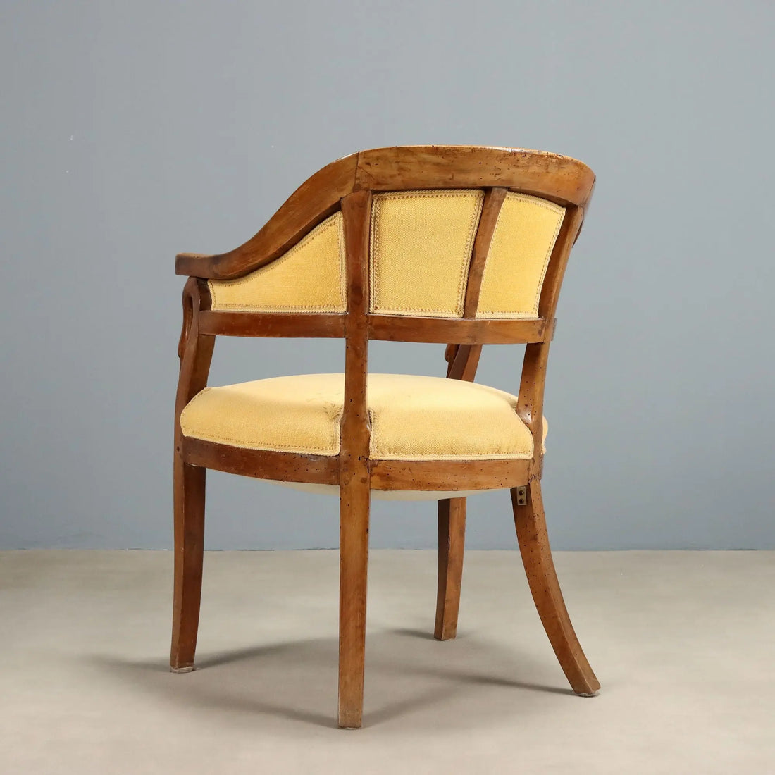 Antique Armchair Walnut Fabric Padded Seat Italy XIX Century