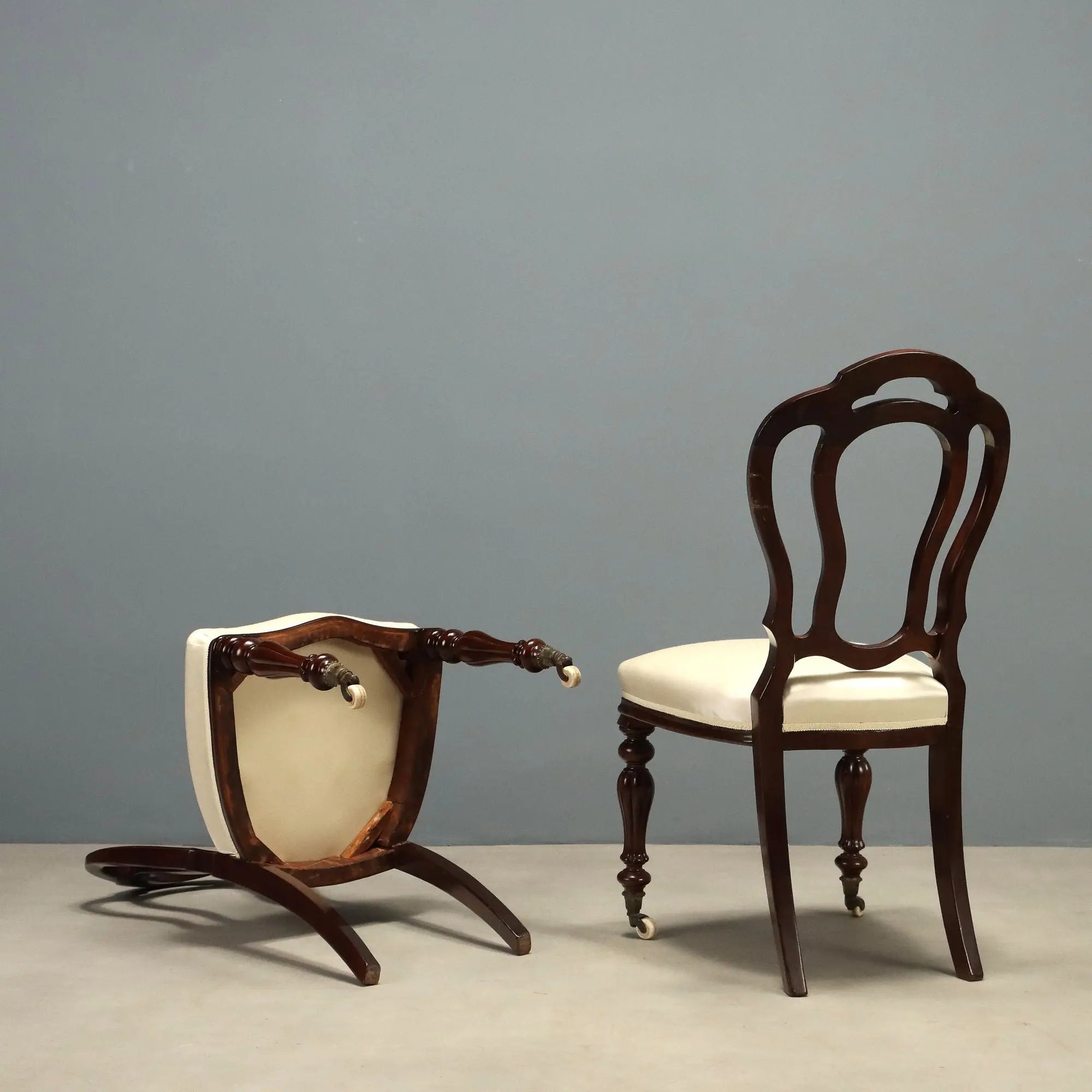 Antique Victorian Chairs Mahogany Fabric United Kingdom XIX Century