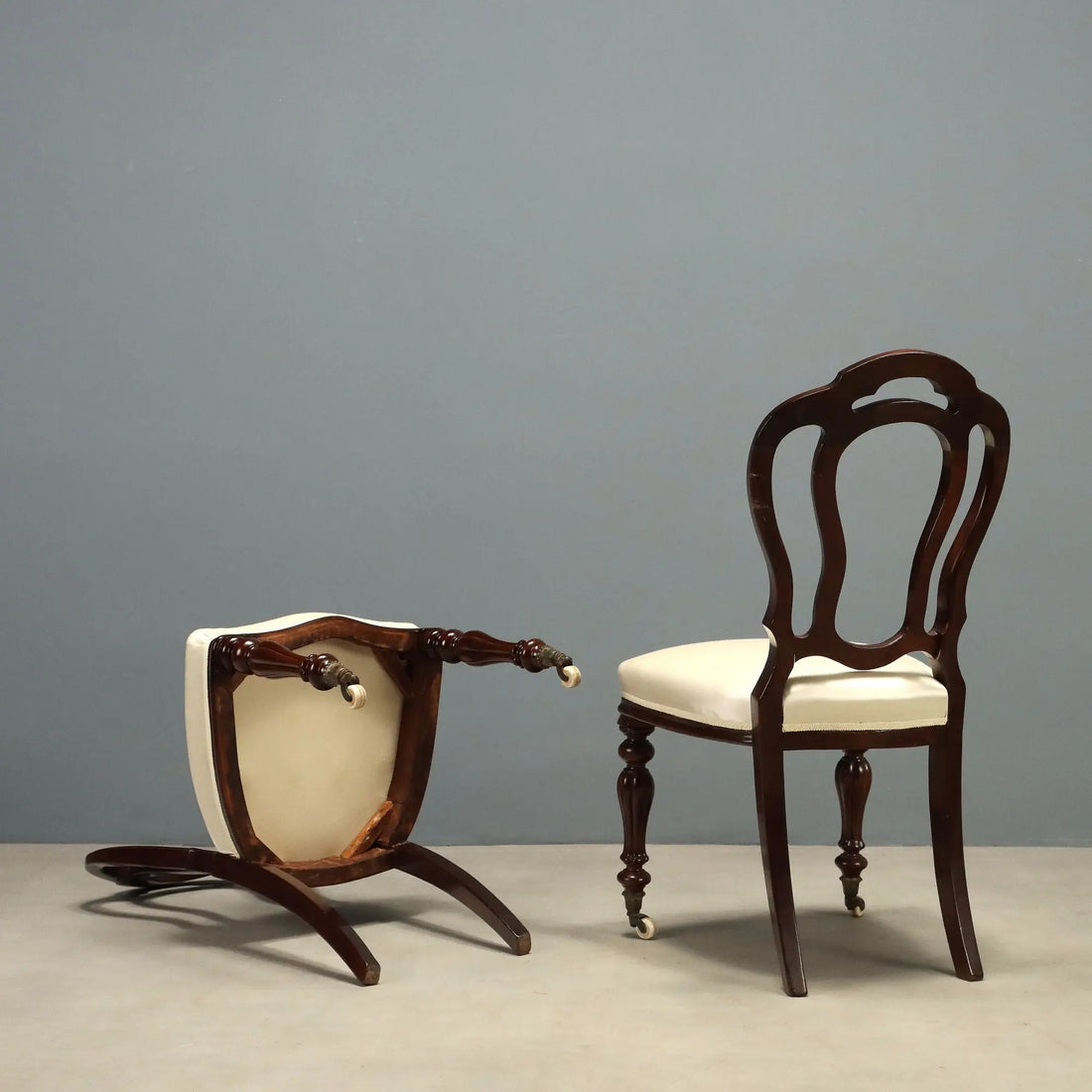 Antique Victorian Chairs Mahogany Fabric United Kingdom XIX Century