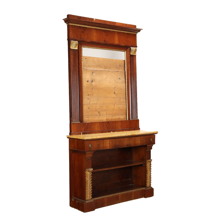 Empire Style Console with Mirror Structure Mahogany Italy XX Century - 20th century | Antiques  Consoles