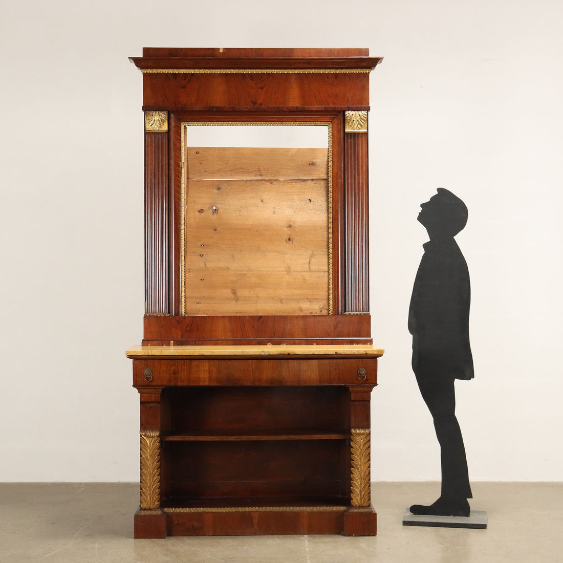 Empire Style Console with Mirror Structure Mahogany Italy XX Century - 20th century | Antiques  Consoles