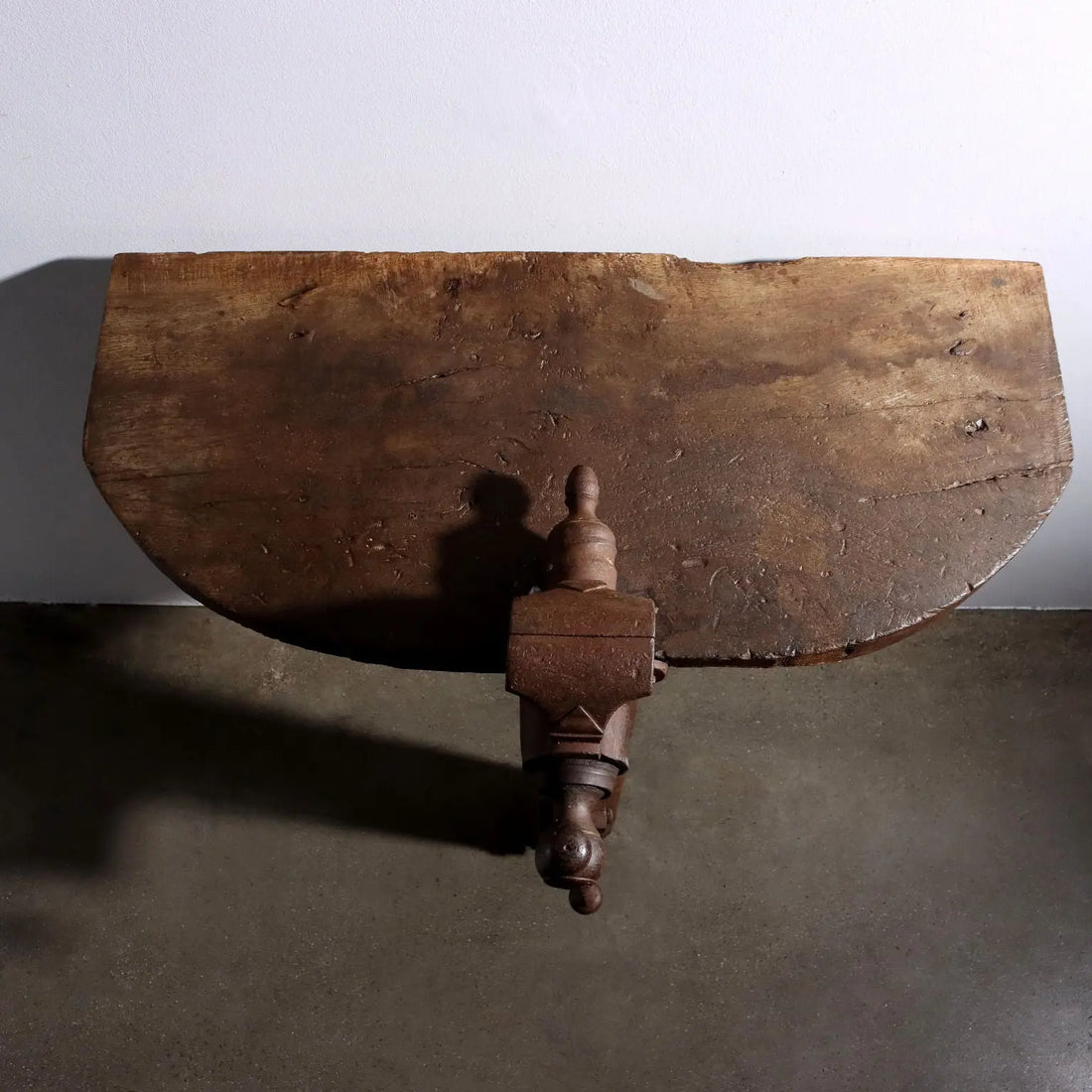 Oak Work Shelf with Iron Vise