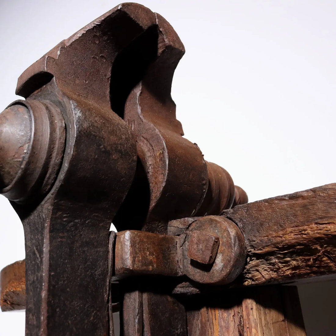 Oak Work Shelf with Iron Vise