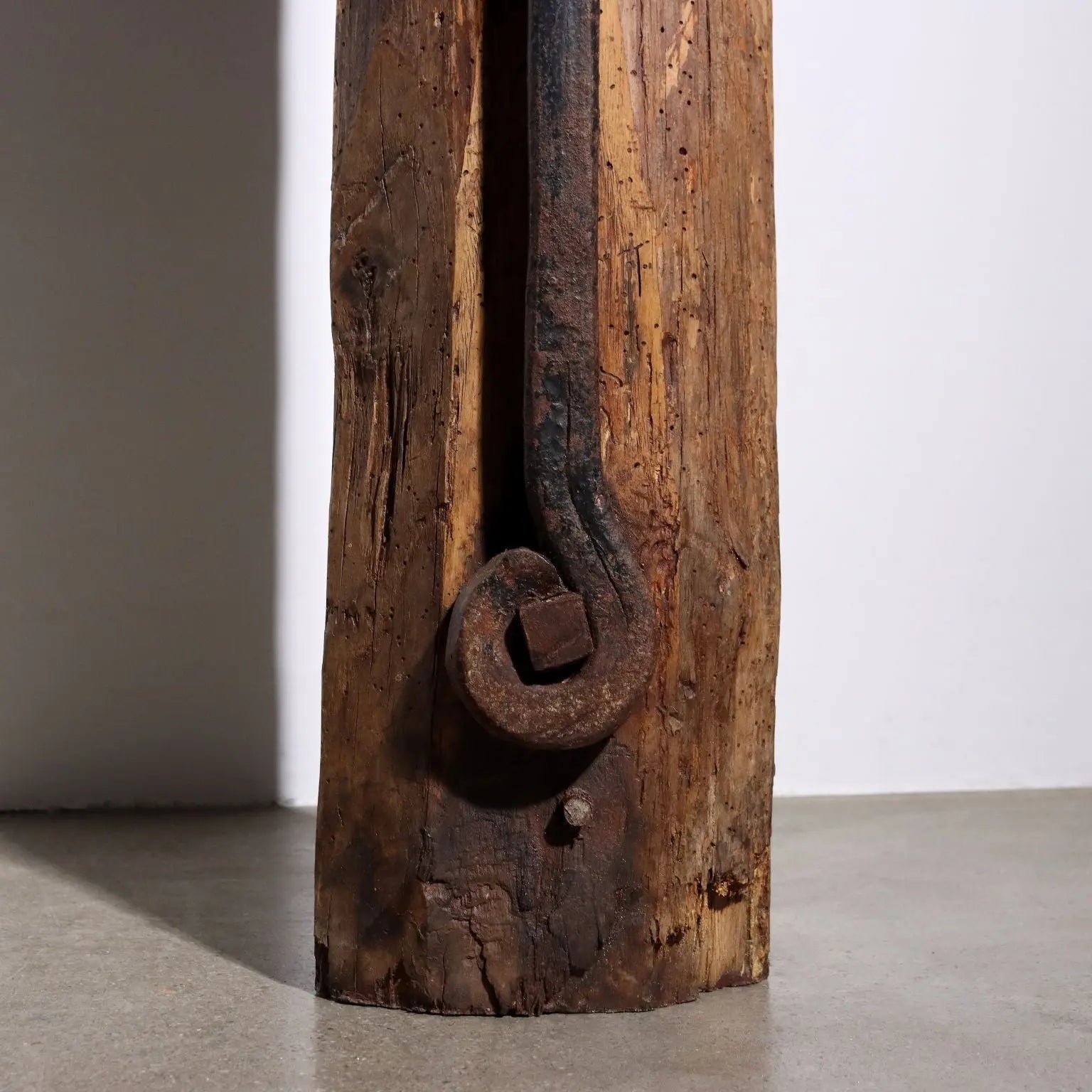 Oak Work Shelf with Iron Vise