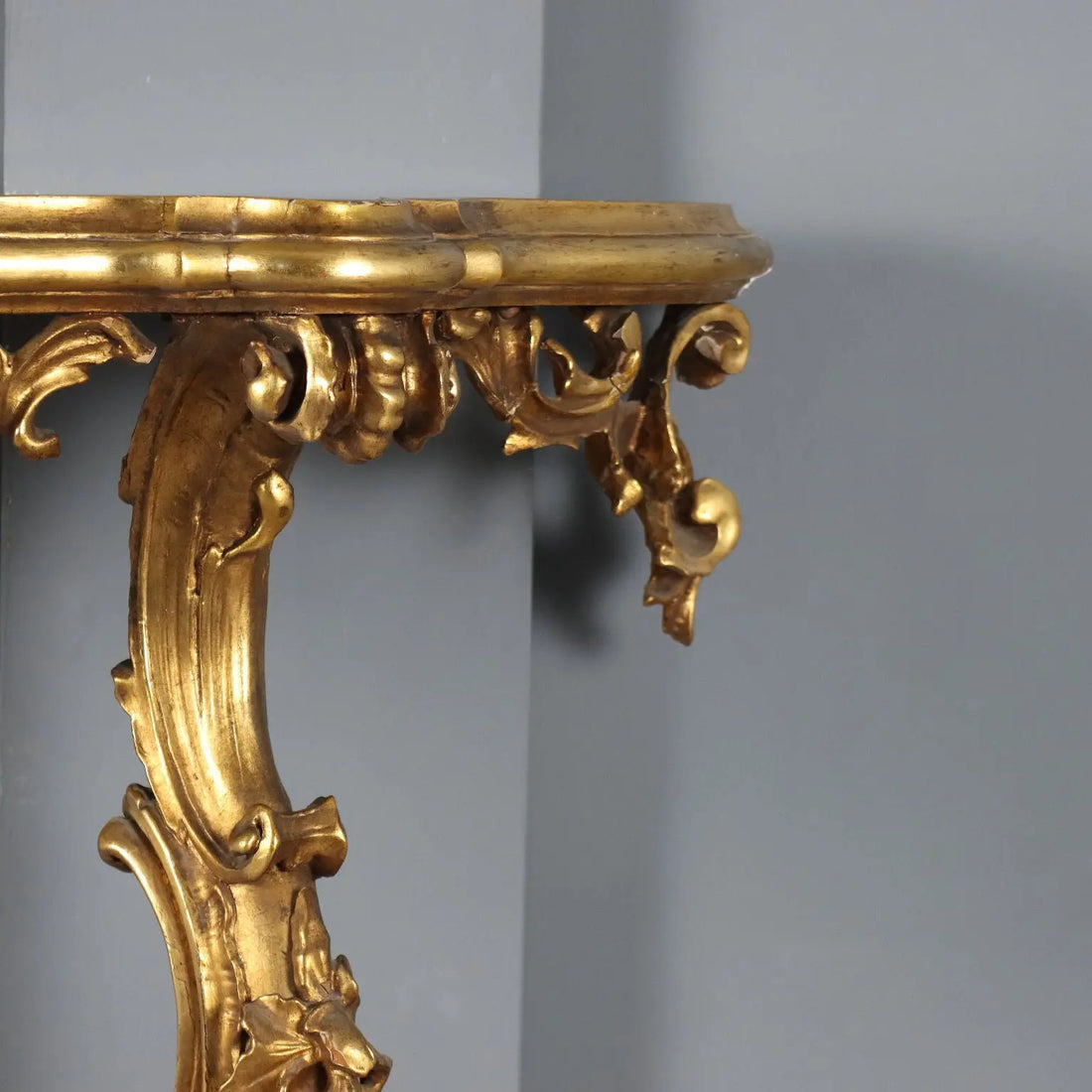 Rococo Console in Gilded Wood with Marble