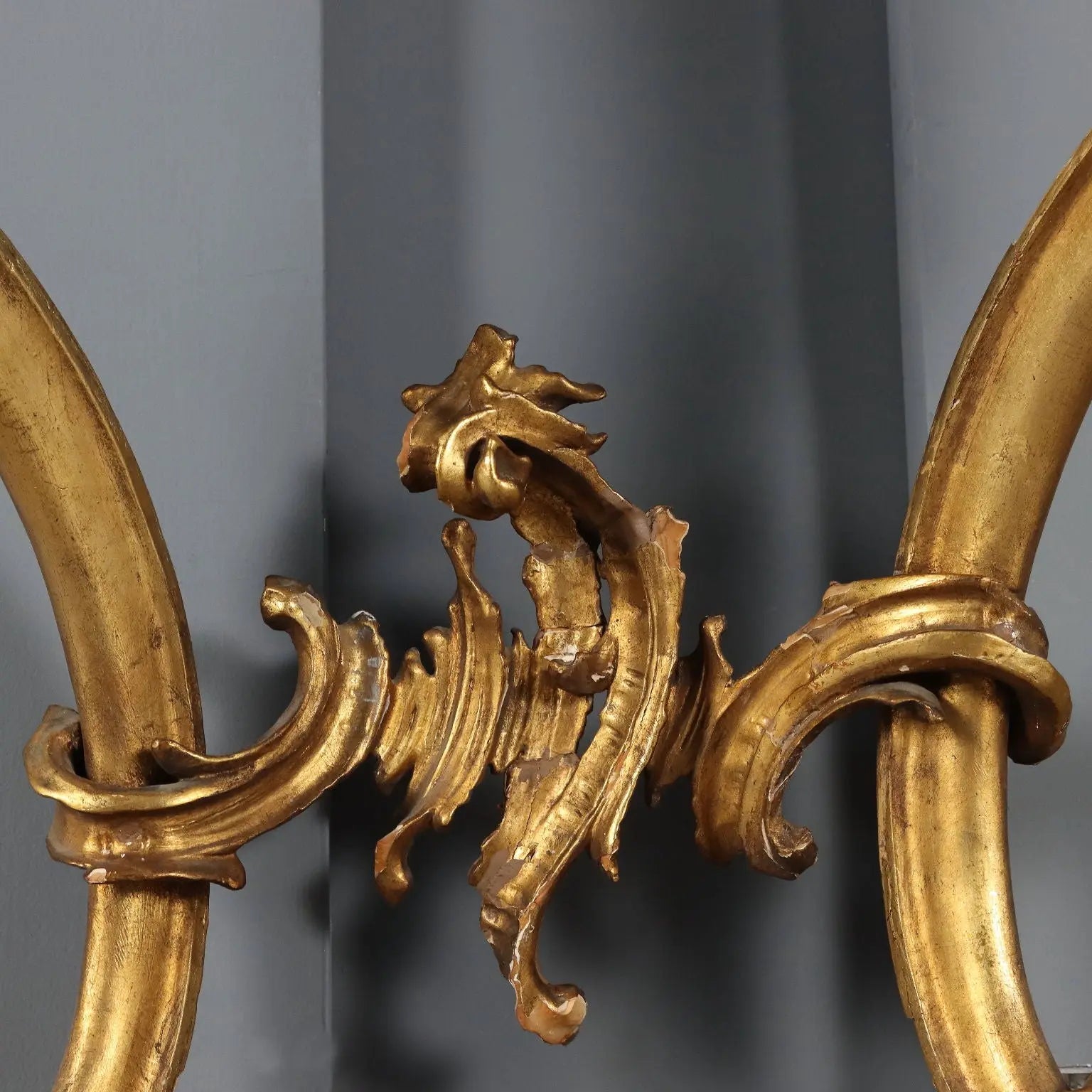 Rococo Console in Gilded Wood with Marble