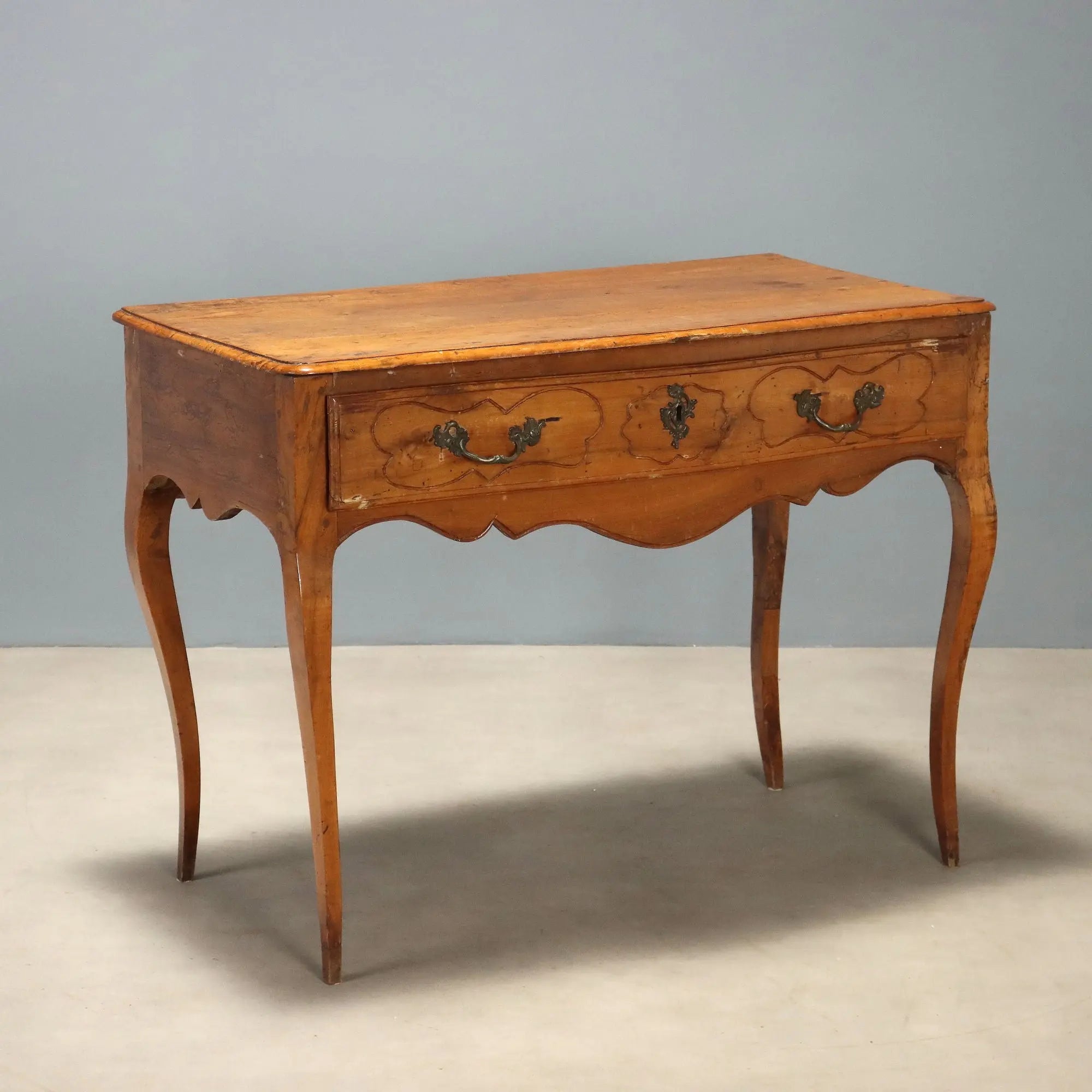 Antique Console Baroque Walnut Bronze Italy XVIII Century