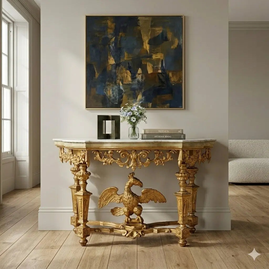 Antique Eclectic Console Carved Gilded Wood Italy XIX Century - Italy, Mid XIX Century | Antiques | Consoles