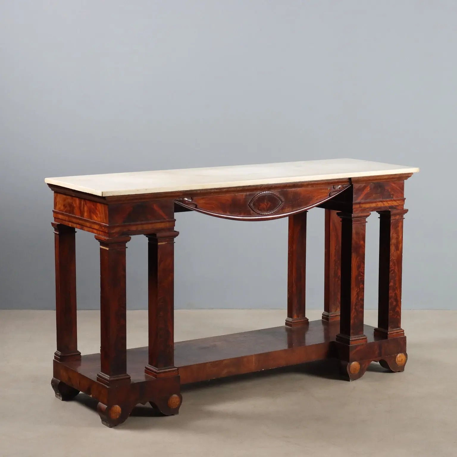 Antique Empire Console White Marble Mahogany XIX Century