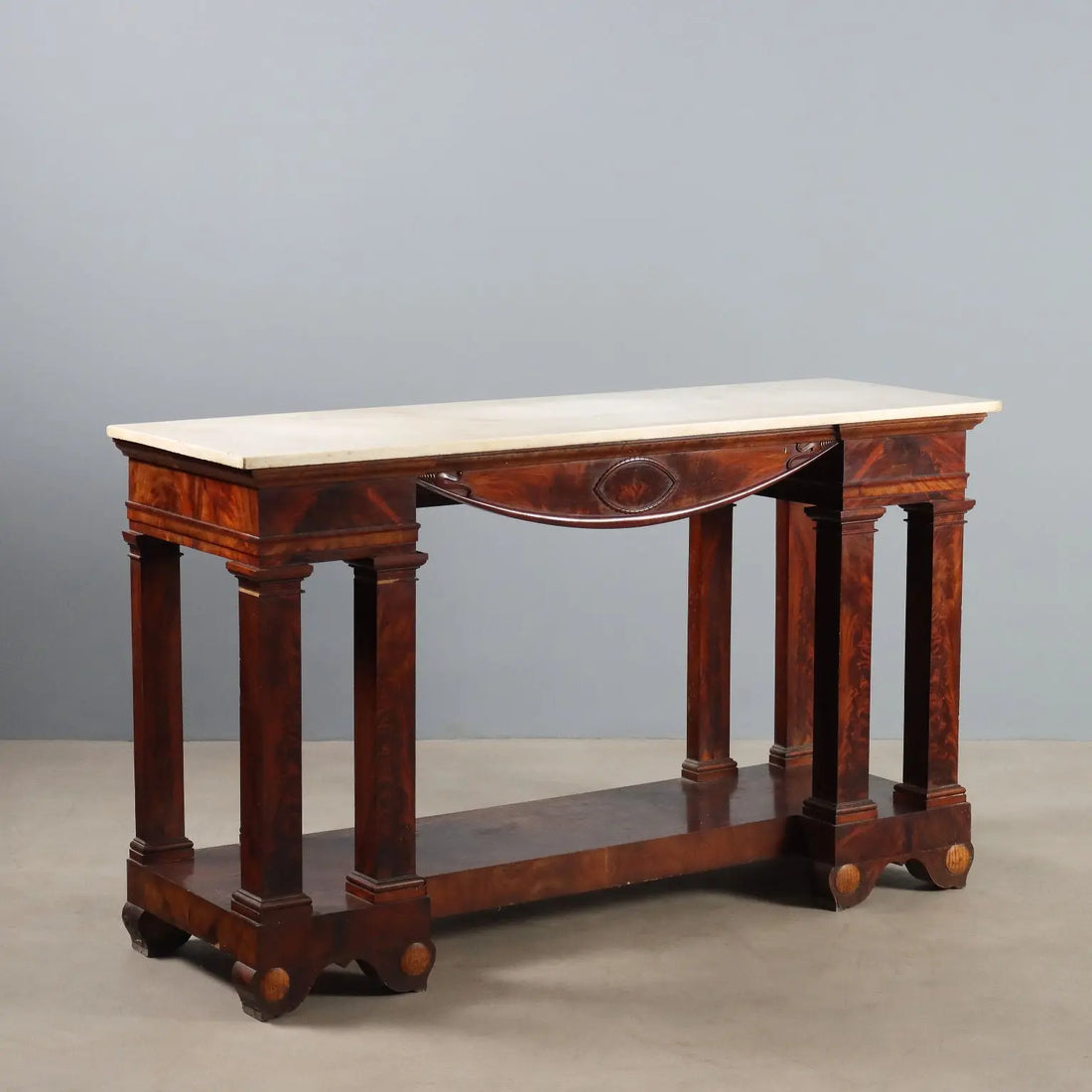 Antique Empire Console White Marble Mahogany XIX Century