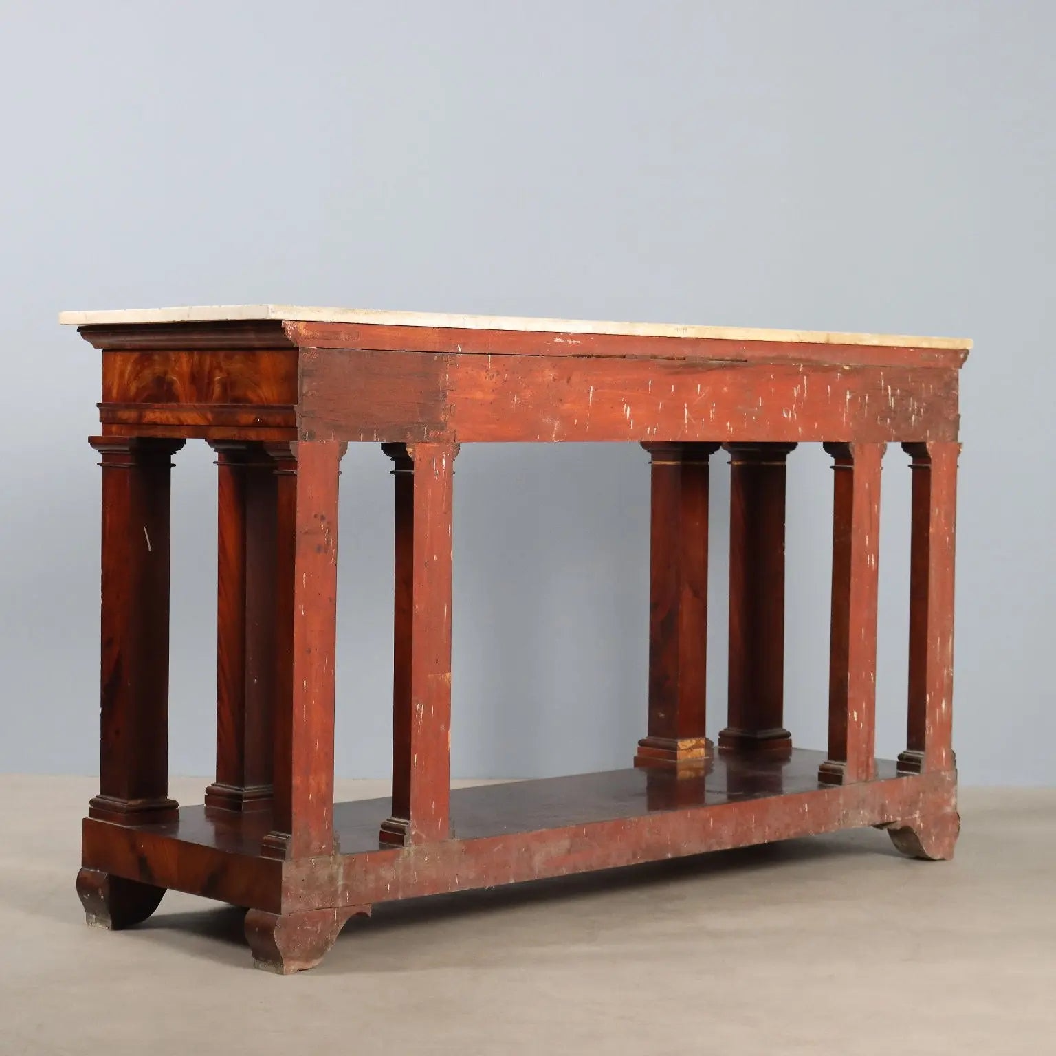 Antique Empire Console White Marble Mahogany XIX Century