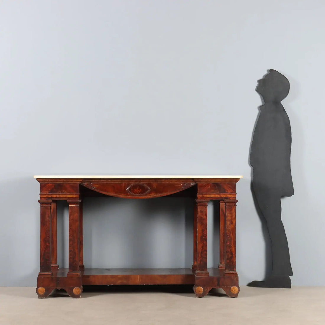 Antique Empire Console White Marble Mahogany XIX Century