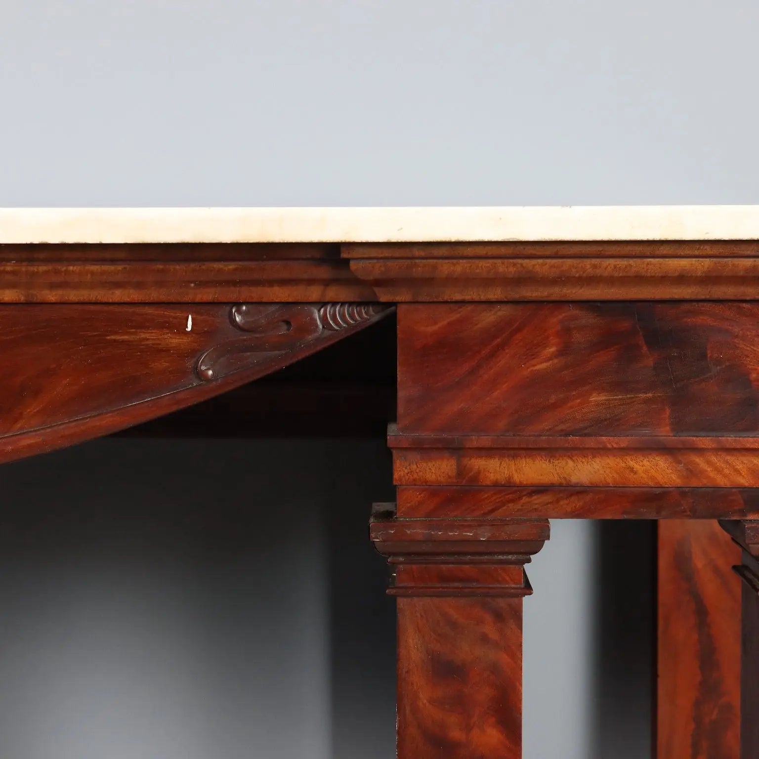 Antique Empire Console White Marble Mahogany XIX Century