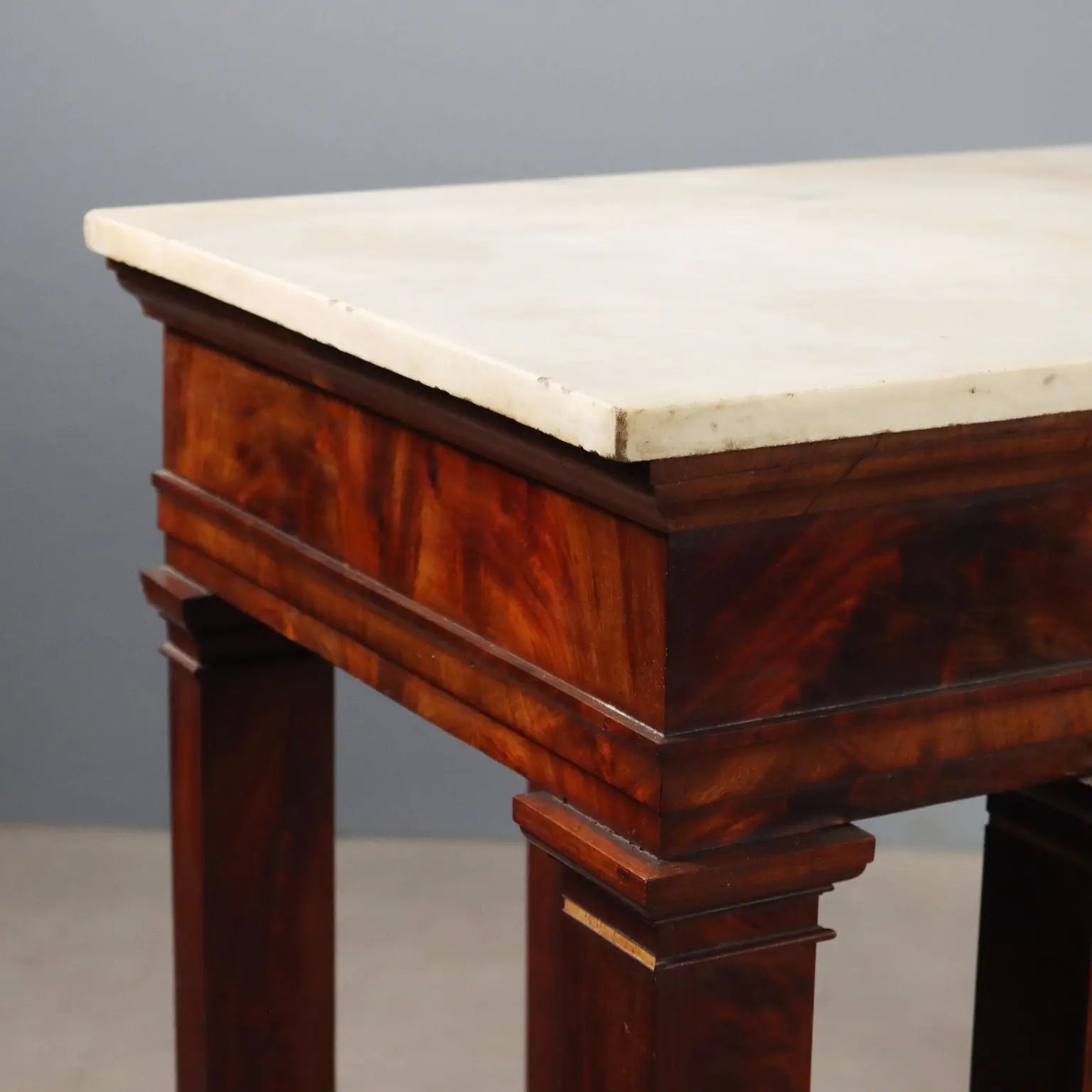 Antique Empire Console White Marble Mahogany XIX Century