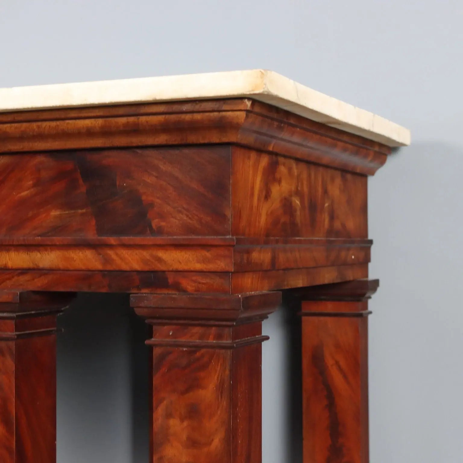 Antique Empire Console White Marble Mahogany XIX Century