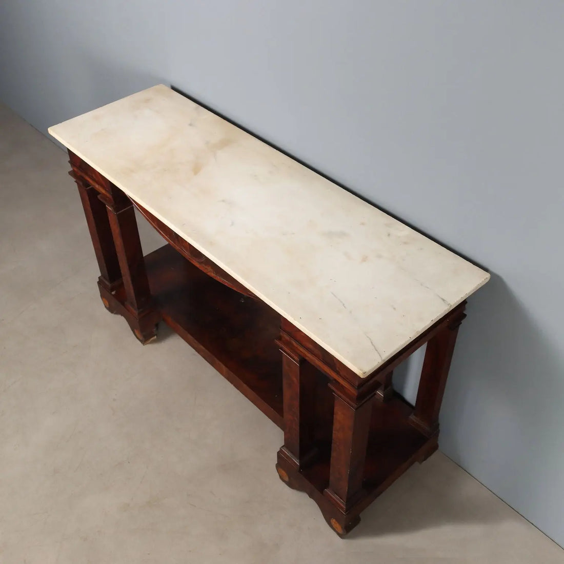 Antique Empire Console White Marble Mahogany XIX Century