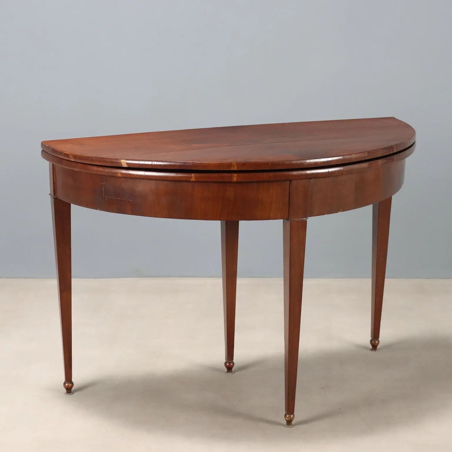 Antique Half-Moon Console Mahogany Openable Top XIX Century