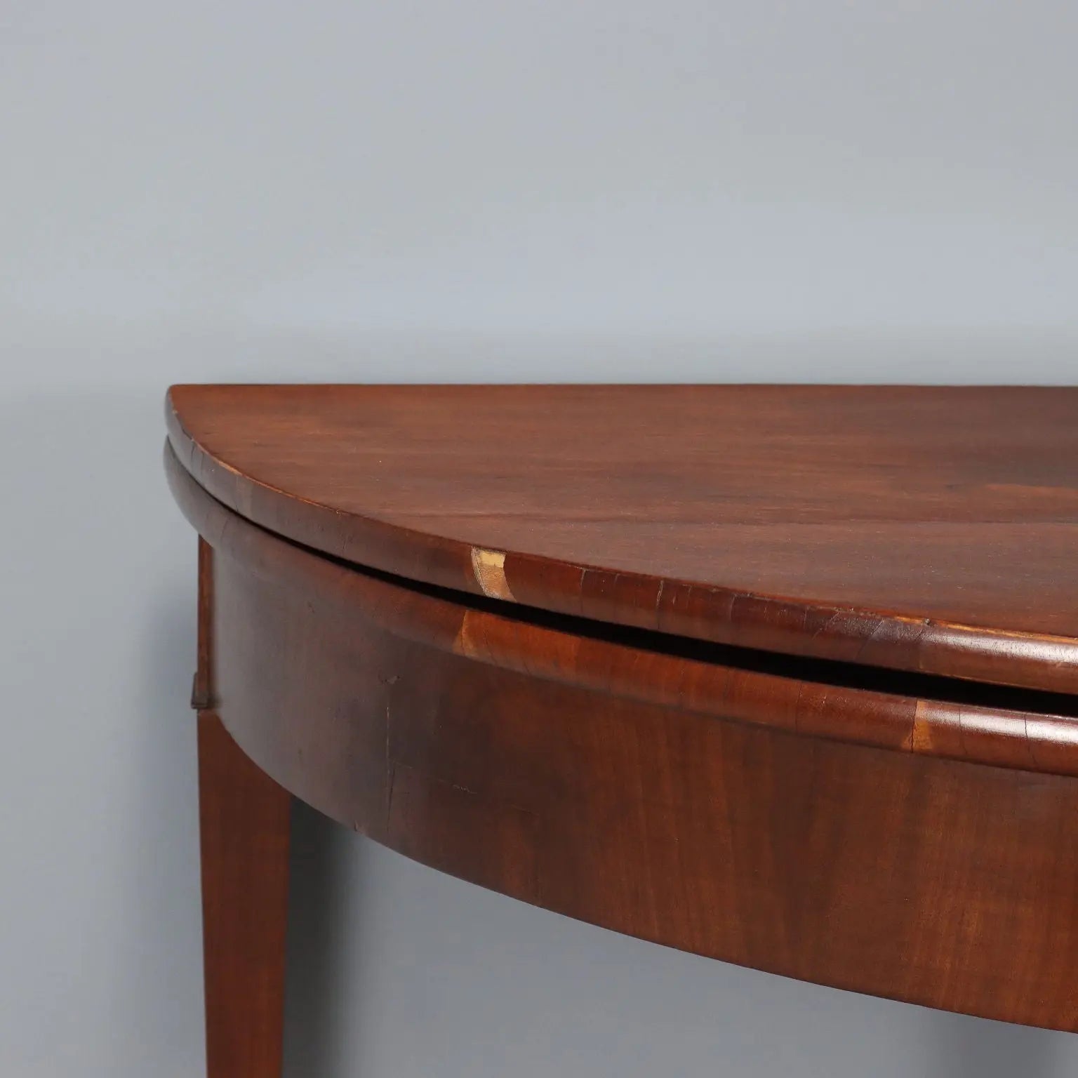 Antique Half-Moon Console Mahogany Openable Top XIX Century