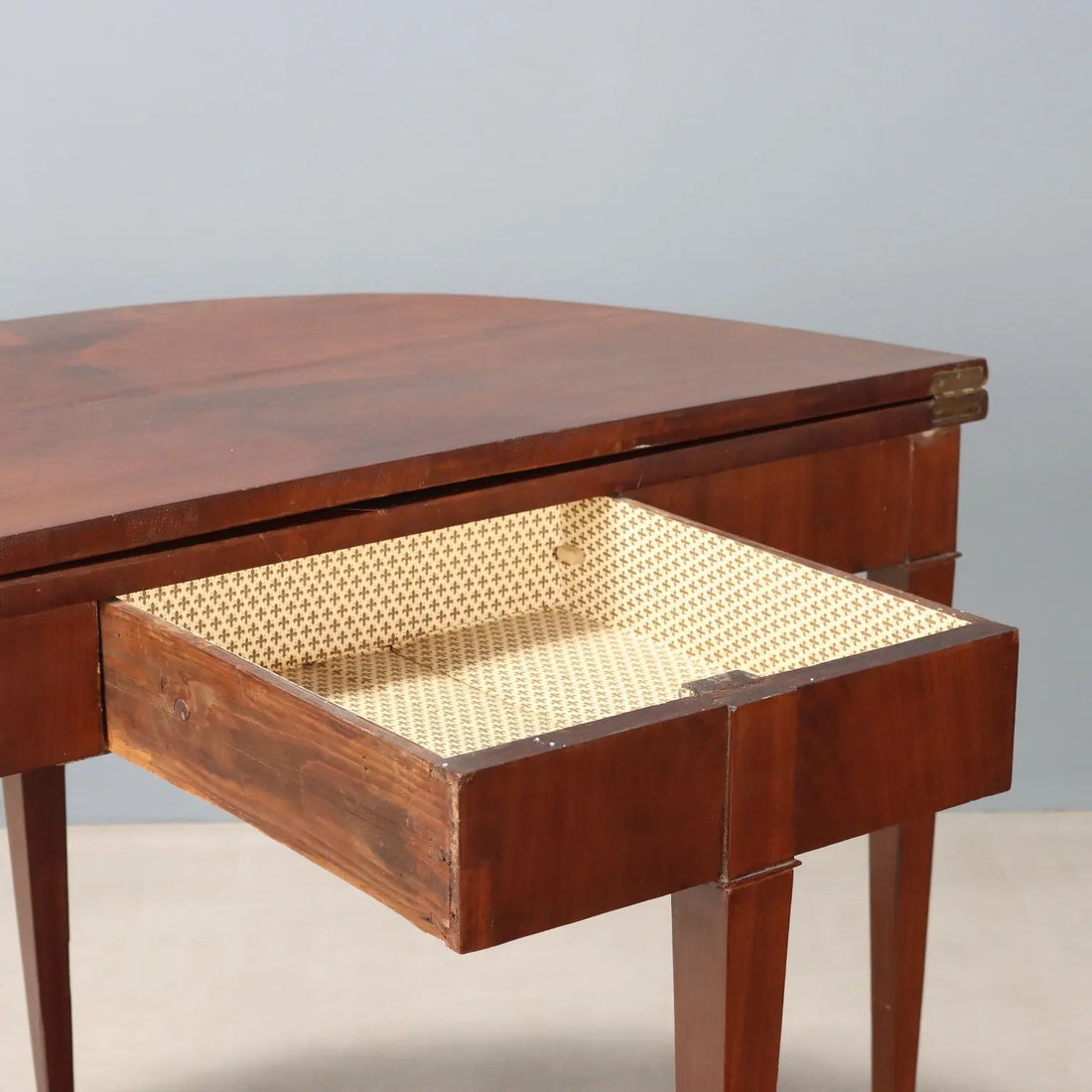 Antique Half-Moon Console Mahogany Openable Top XIX Century
