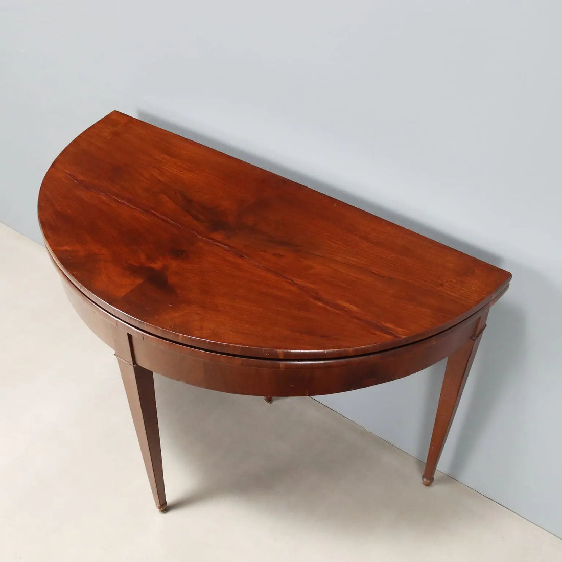 Antique Half-Moon Console Mahogany Openable Top XIX Century
